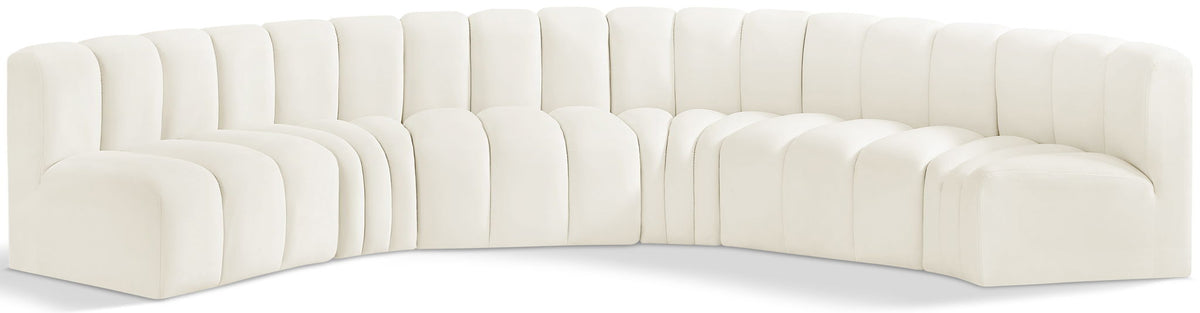 Arc Velvet Modular Sectional — 6-Piece U-Shaped Sectional — Cream