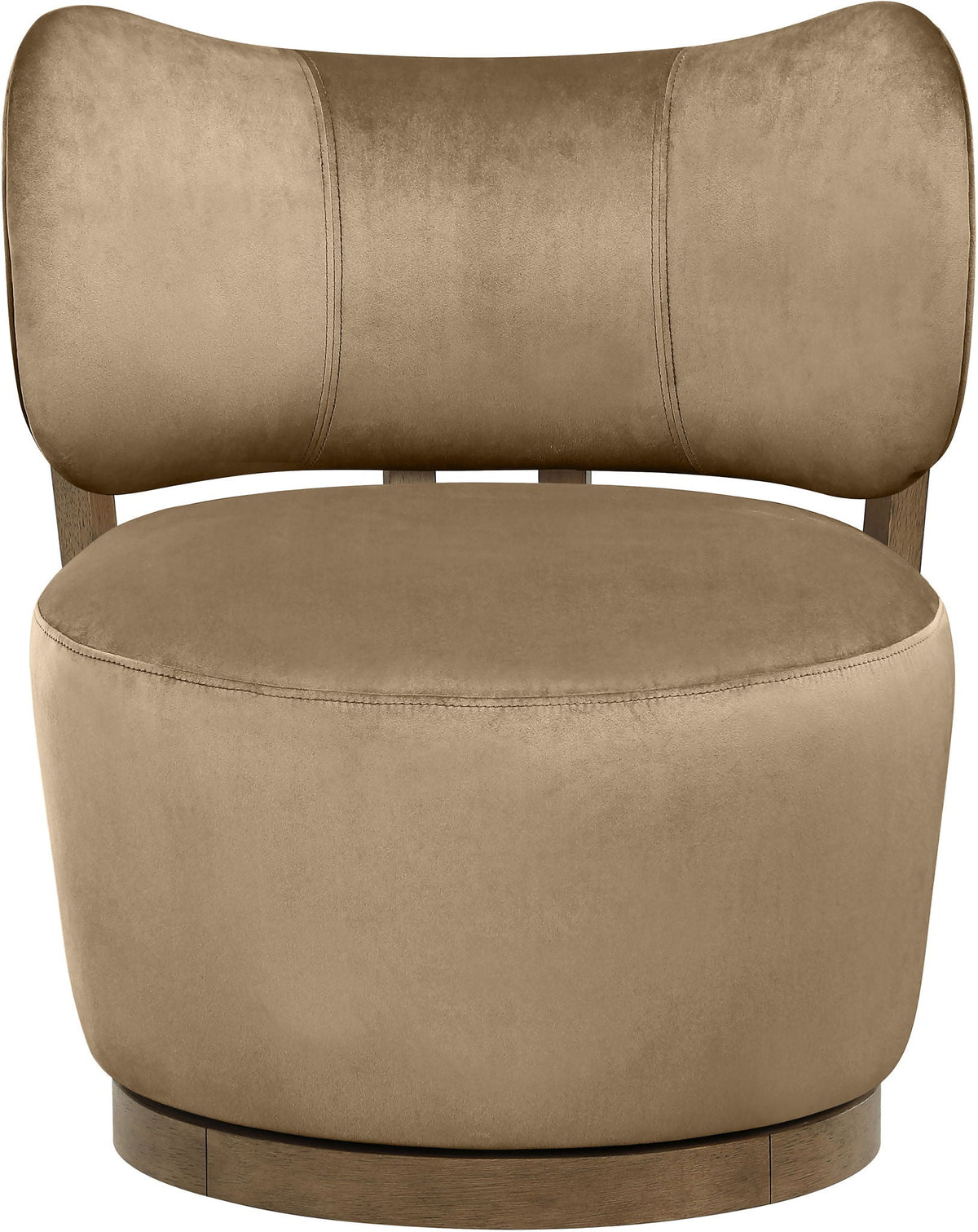 Elara - Velvet Upholstered Swivel Accent Chair with Brown Base