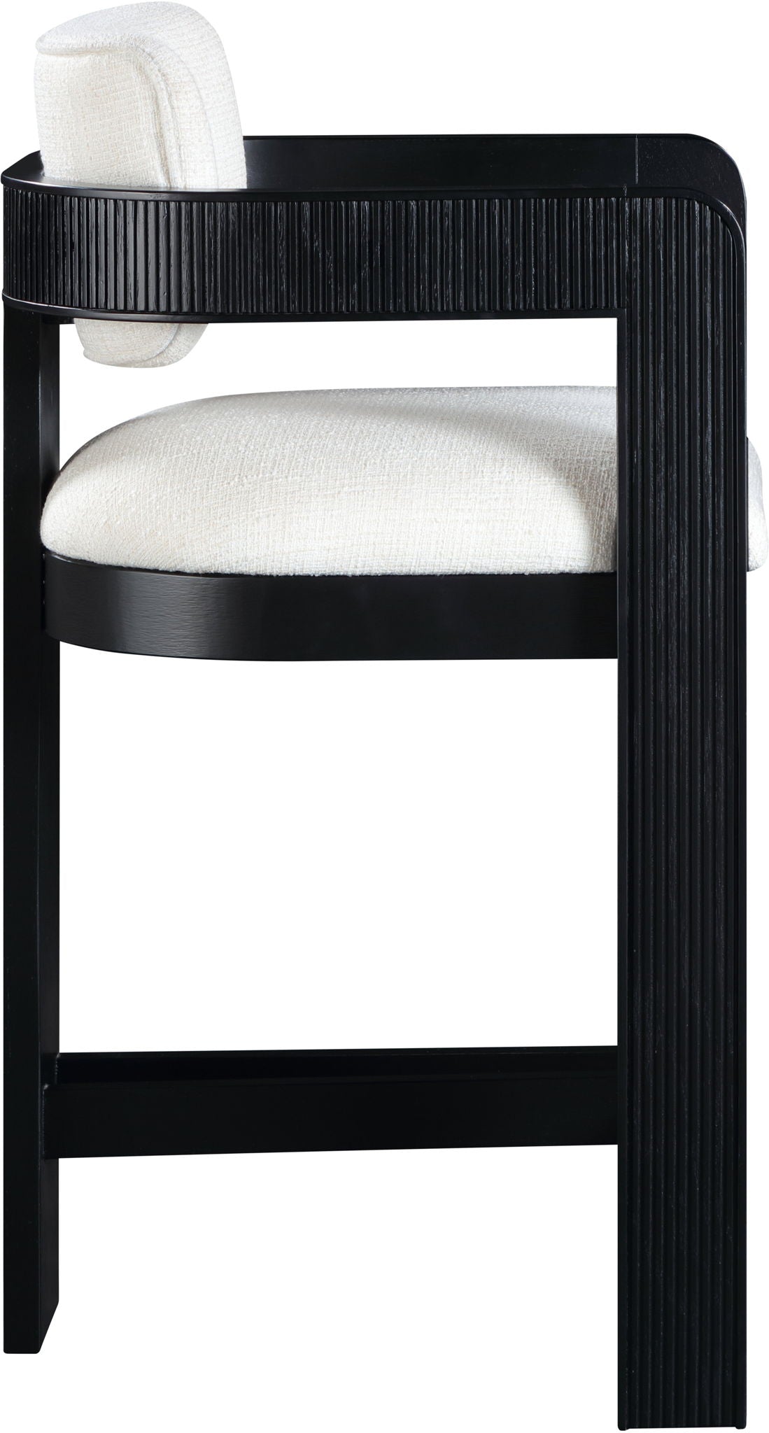 Sacha - Linen Stool with Black Base