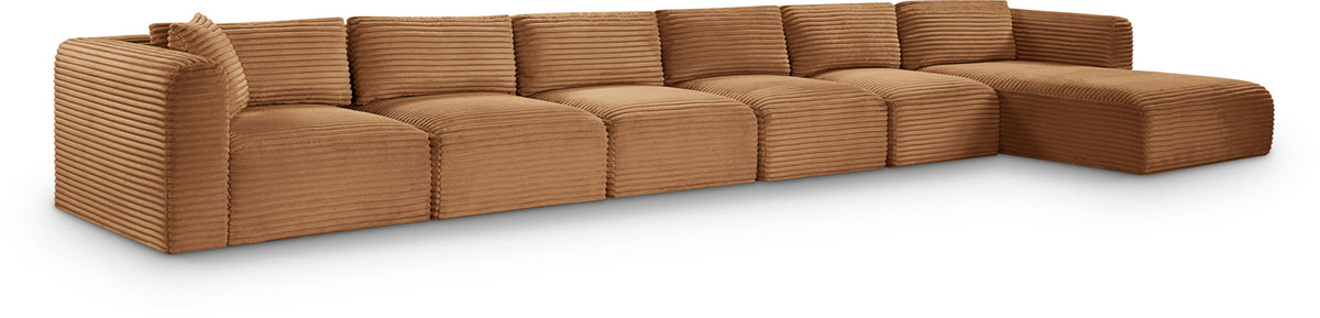 Shaggy Modular Sectional — 6-Piece Sectional With Chaise — Saddle