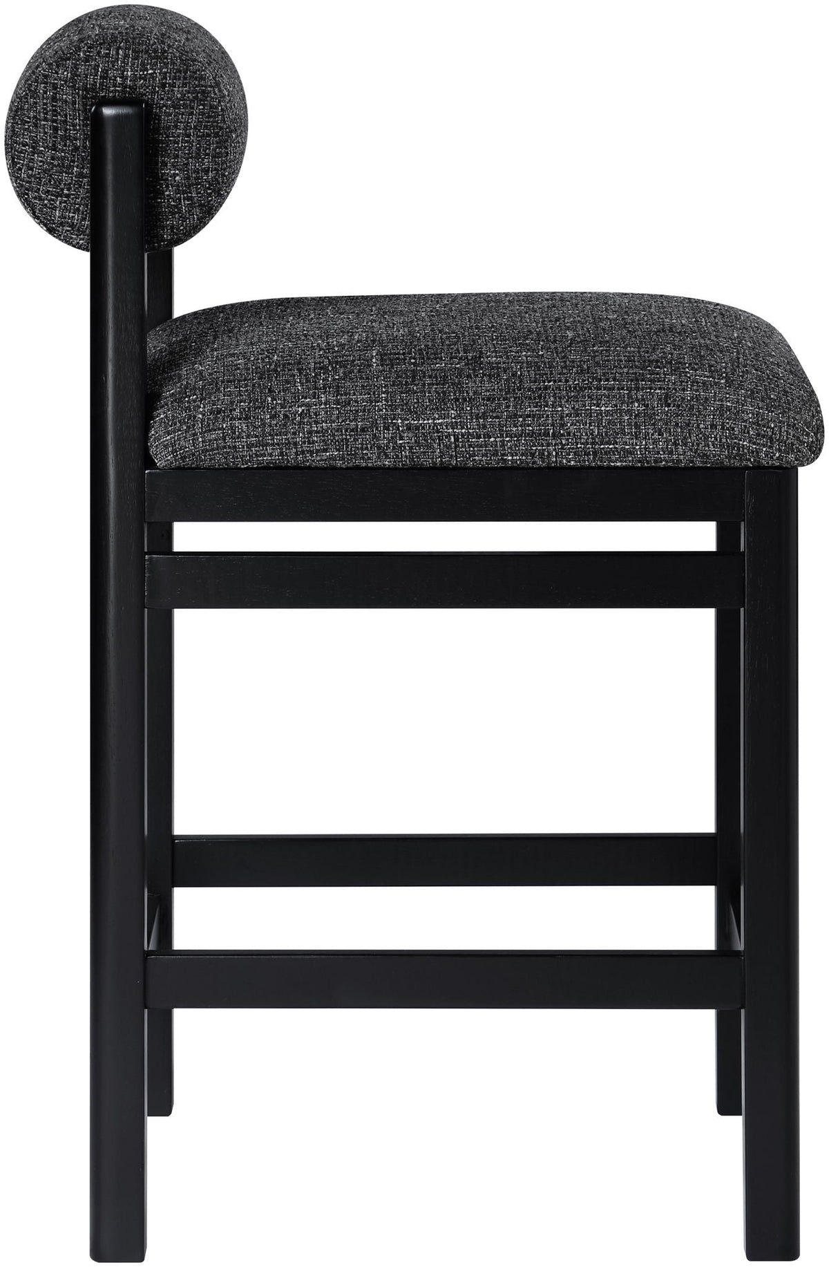 Roundhill - Fabric Counter Stool with Black Frame