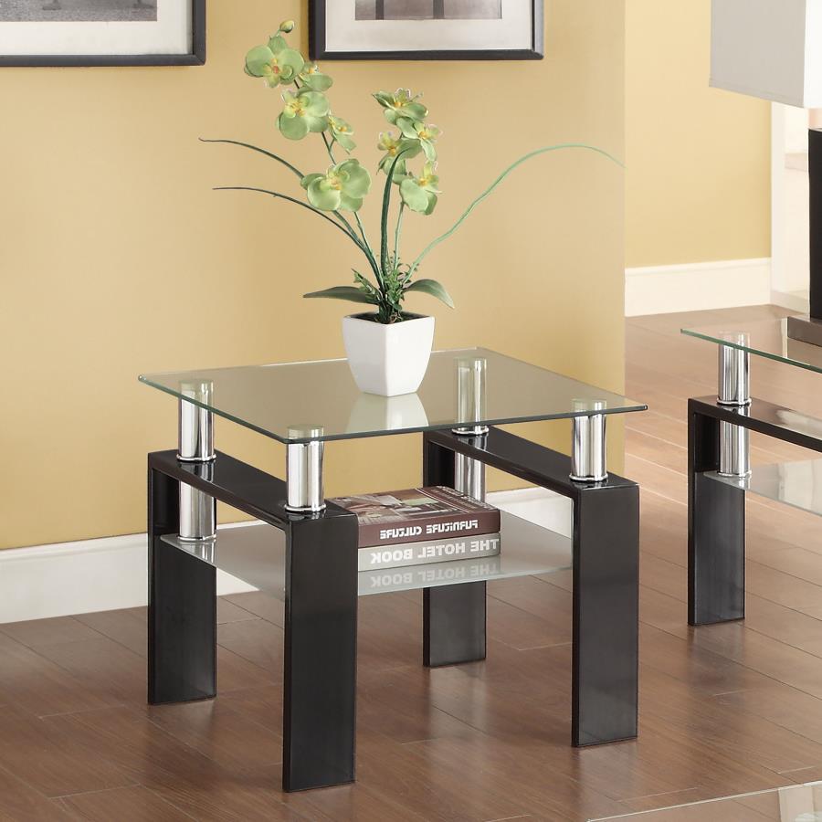 Dyer 1-shelf Square Glass Top Side End Table