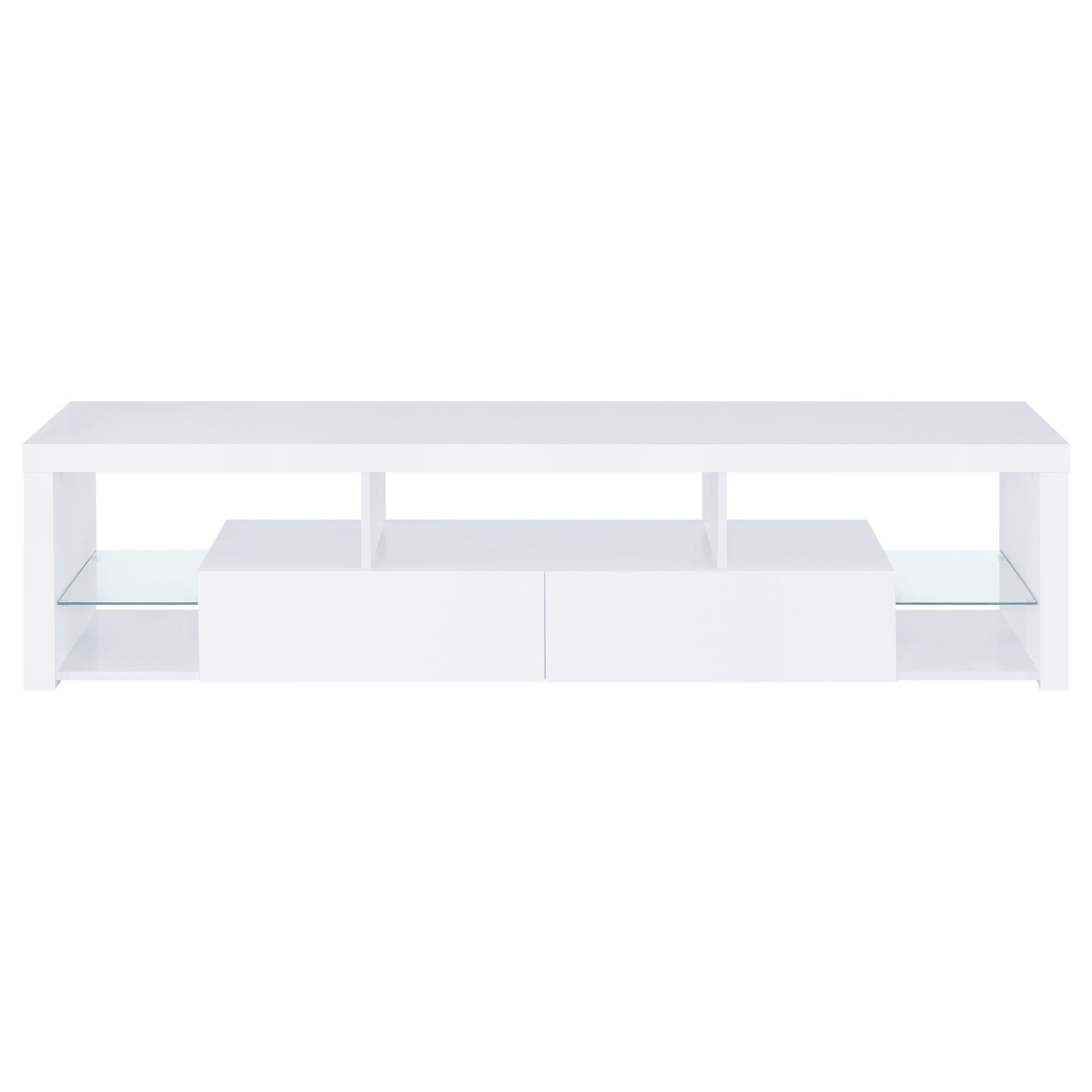 Jude 2-drawer 71" TV Stand With Shelving White High Gloss