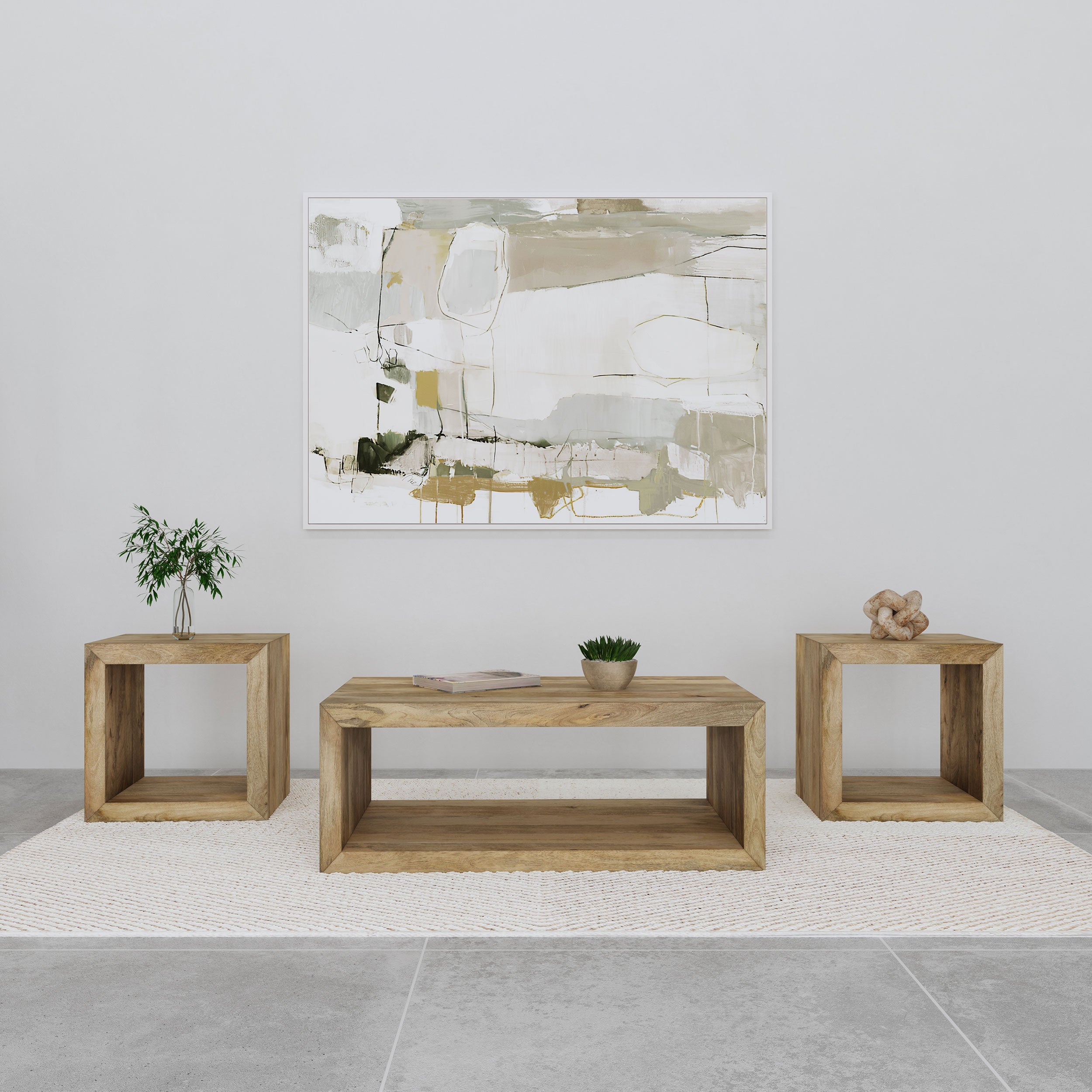 Benton Solid Mango Coffee and End Table Set Natural