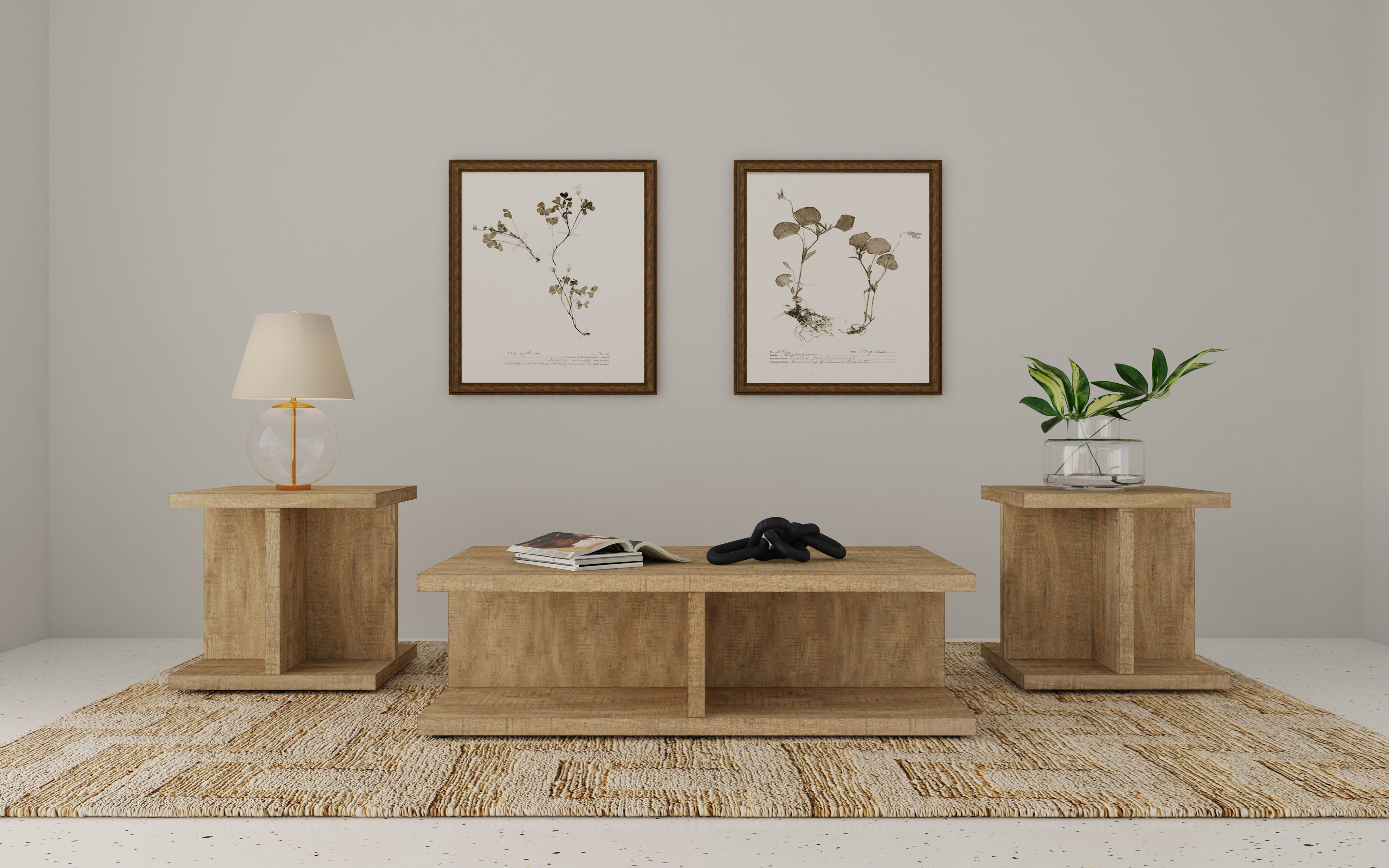 Cortona Coffee and End Table Set Mango