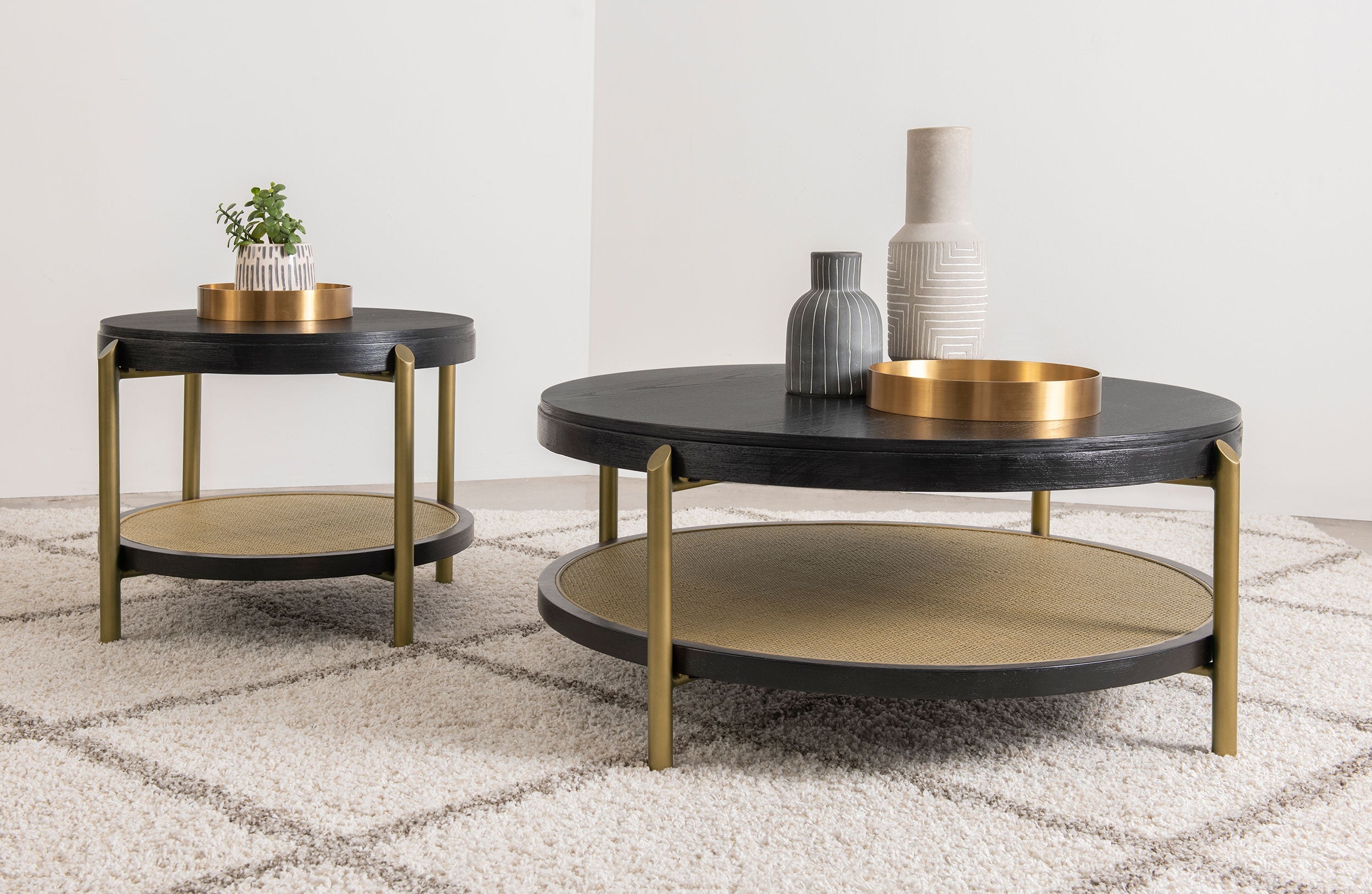 Arini Round Coffee Table With Storage Shelf