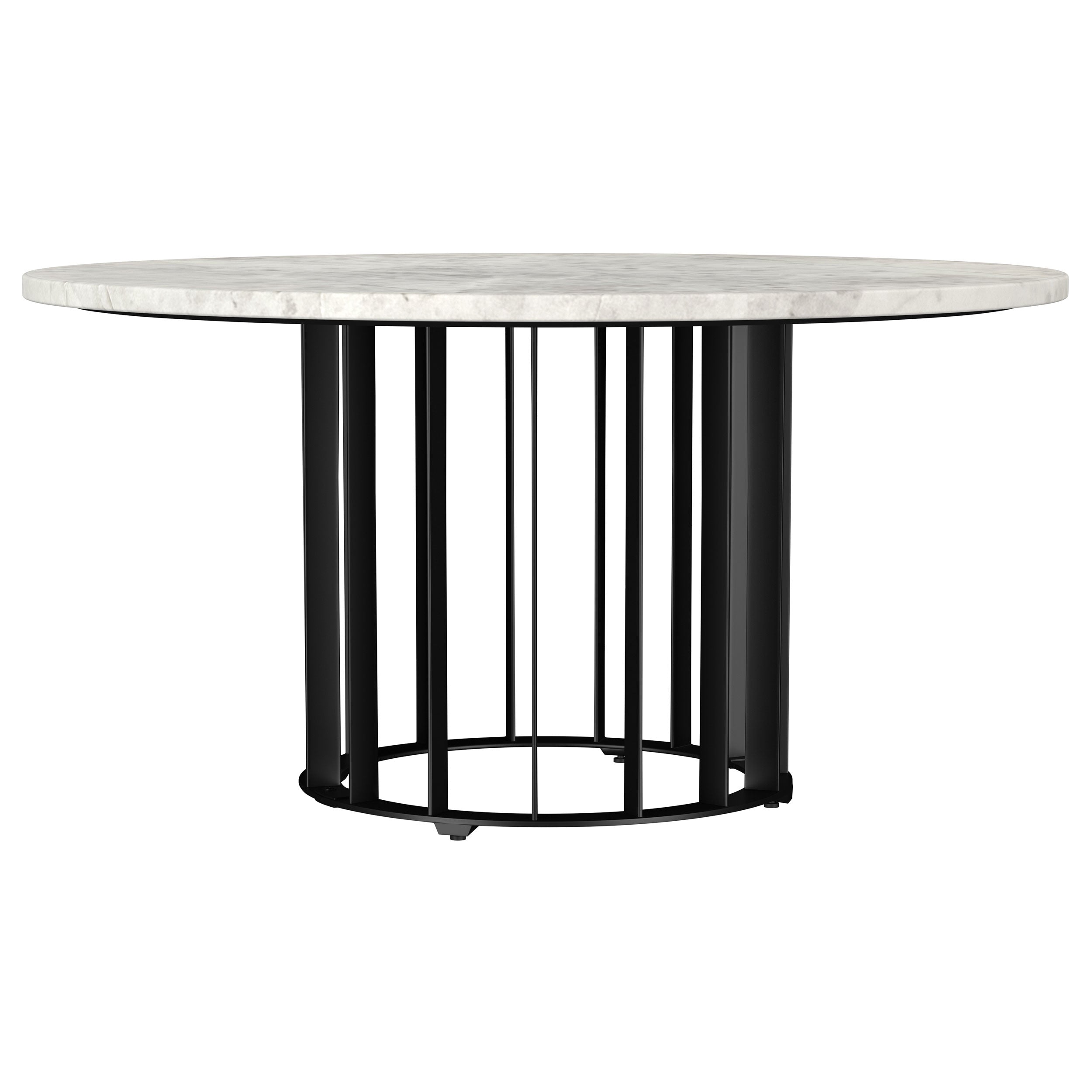 Haven Round Genuine White Marble Top Coffee Table Black