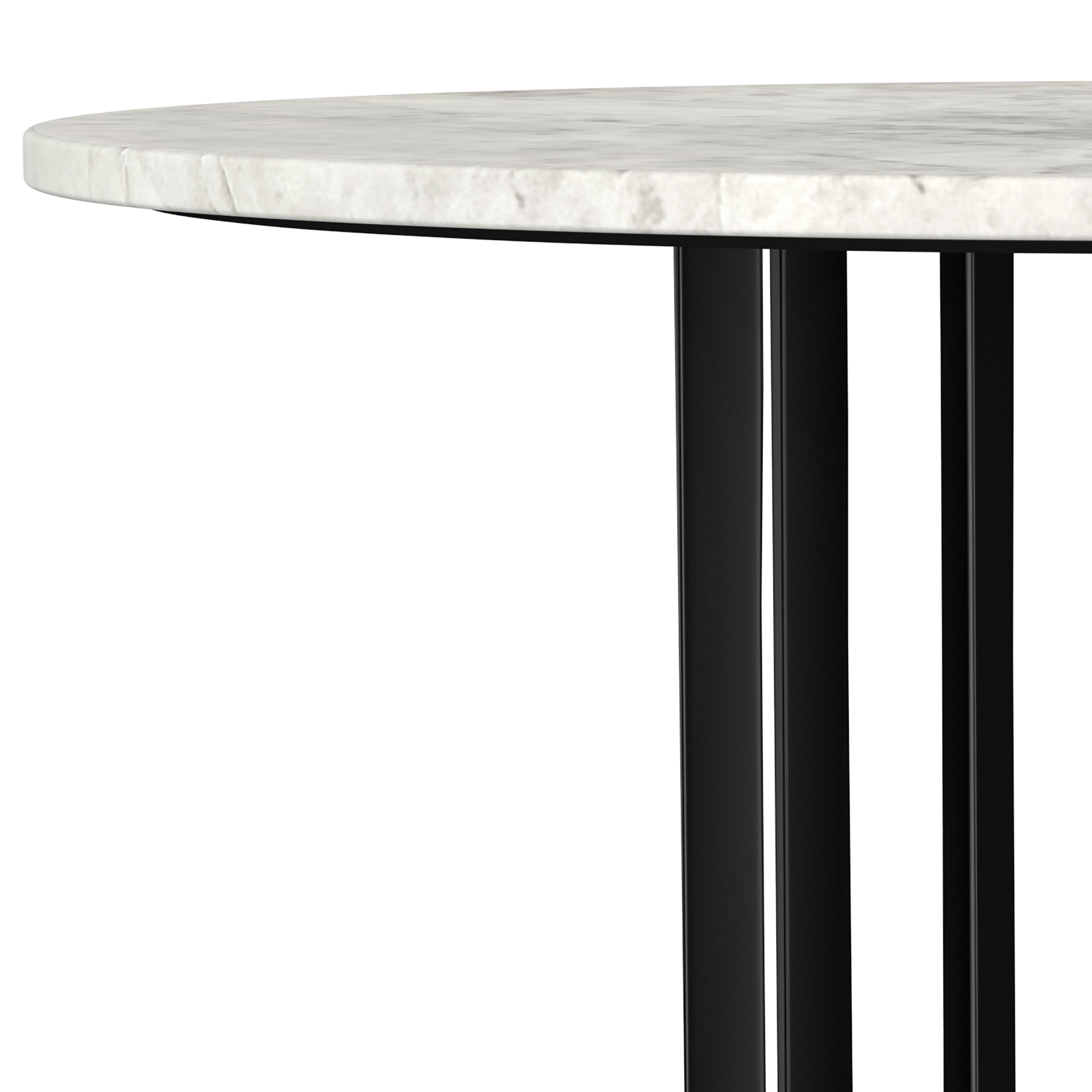 Haven Round Genuine White Marble Top Coffee Table Black
