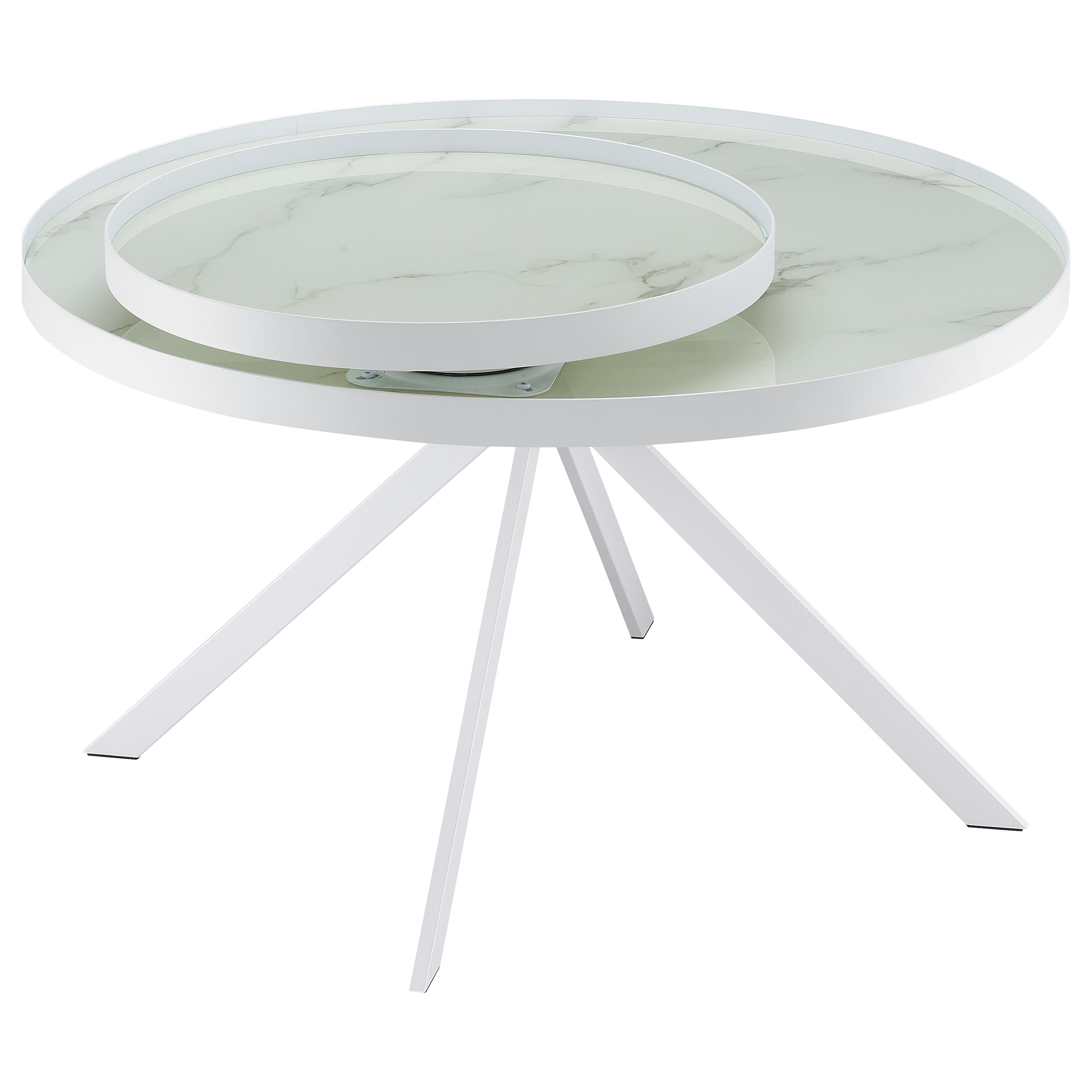 Briggs Round Marble Printed Glass Top Coffee Table