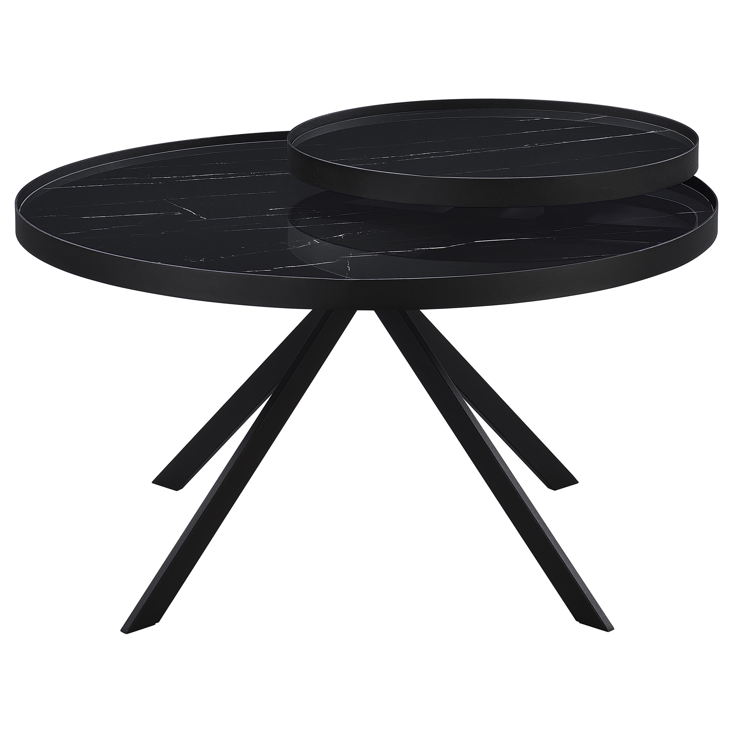 Briggs Round Marble Printed Glass Top Coffee Table