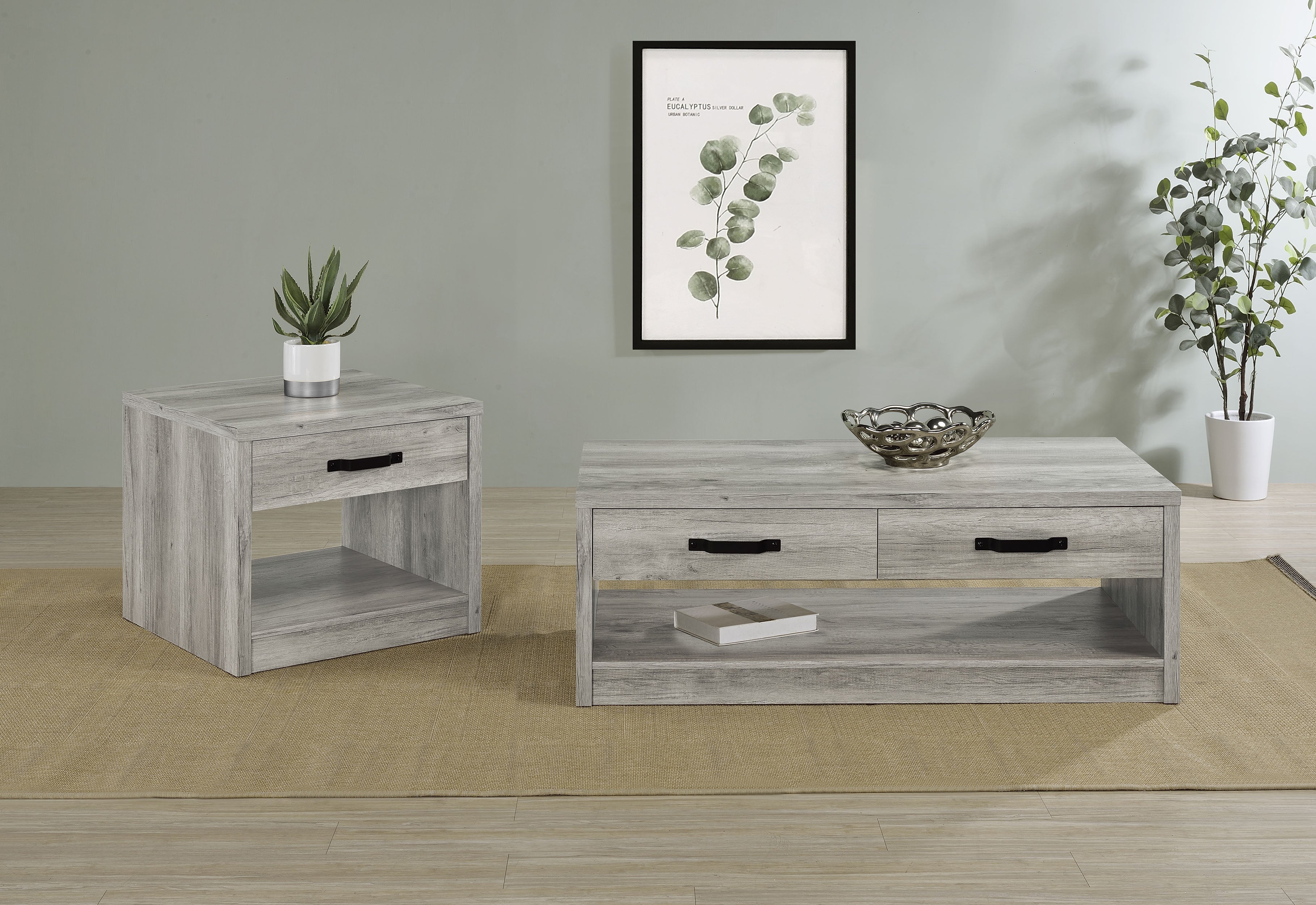 Felix 1-drawer Engineered Wood Side End Table Grey Driftwood