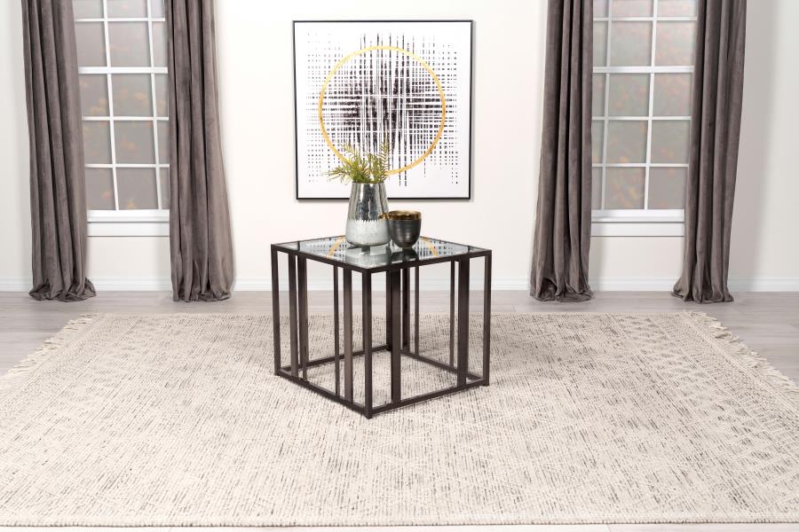 Adri Rectangular Glass Top Side End Table