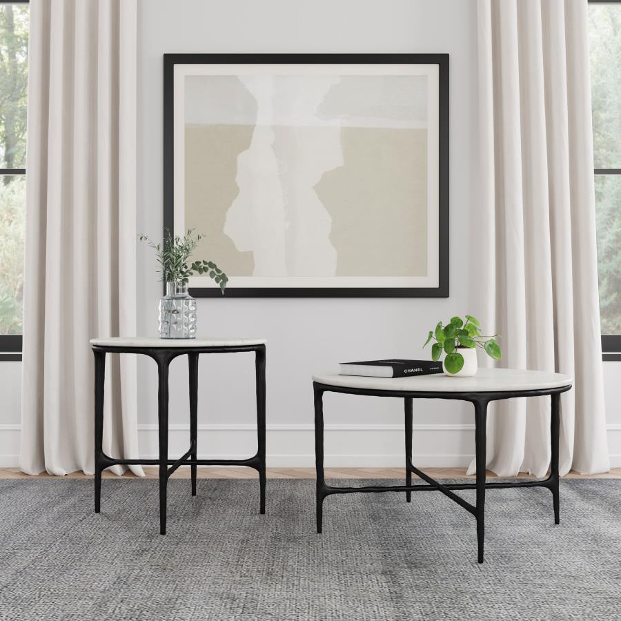 Hermas Round Marble Coffee and End Table Set