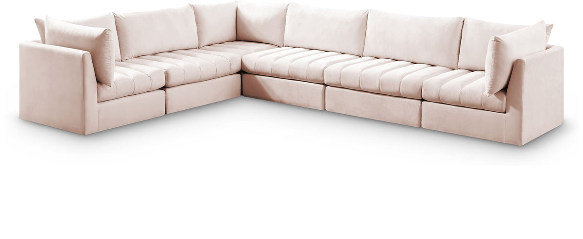 Jacob Velvet Modular Sectional — 6-Piece Sectional — Pink