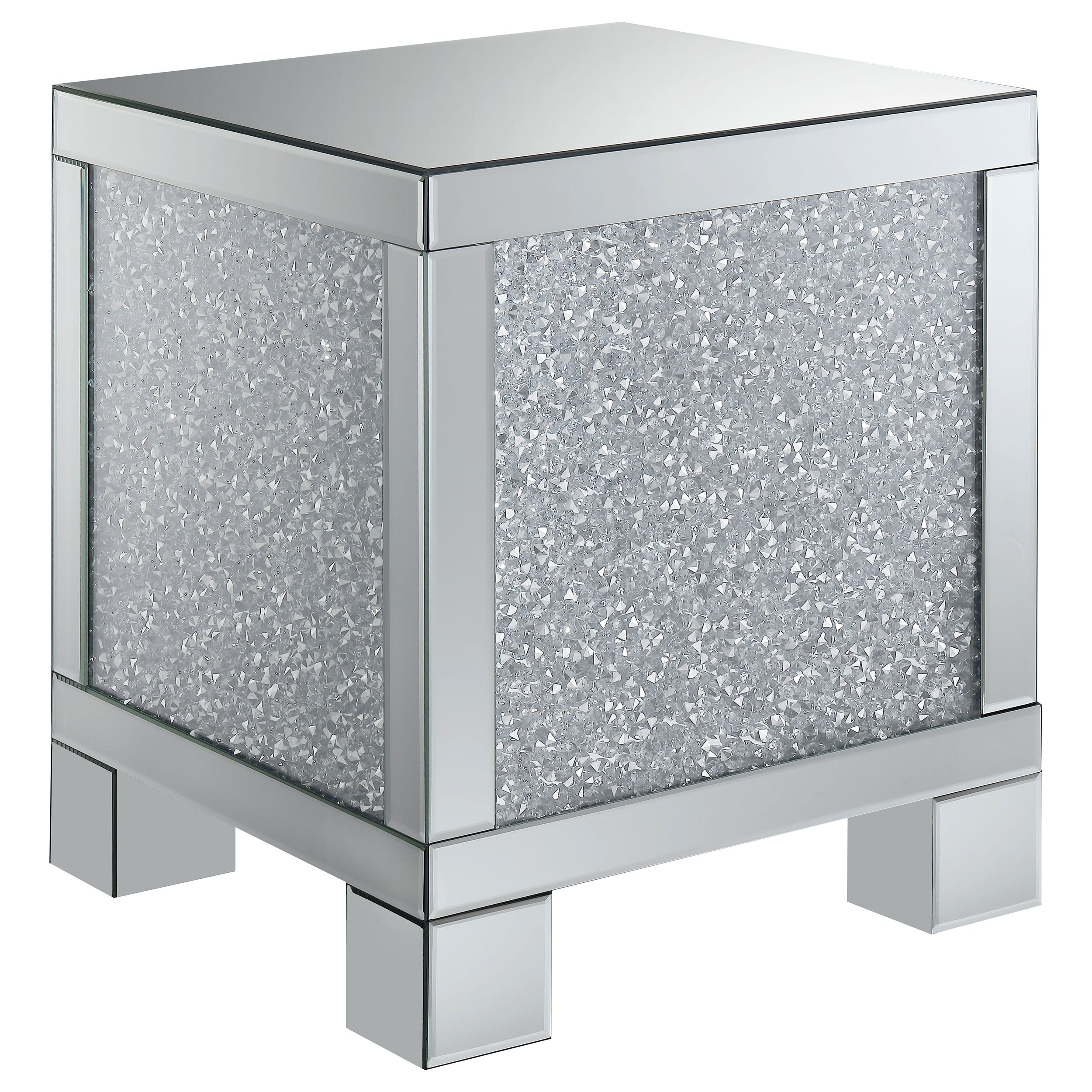 Gillian Rectangular Mirrored Acrylic Side End Table Silver