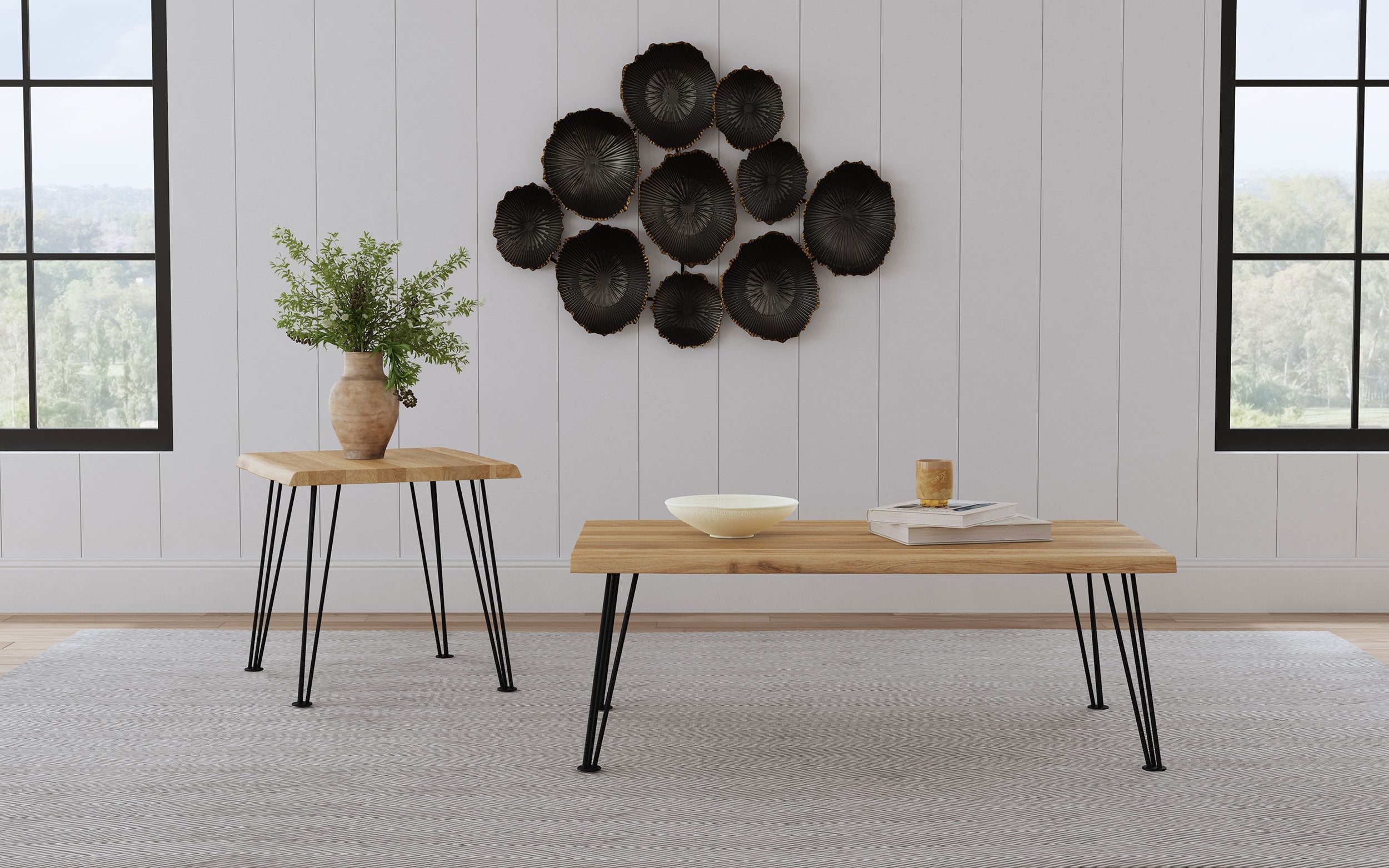 Zander Square Wood Top Coffee Table Natural Brown