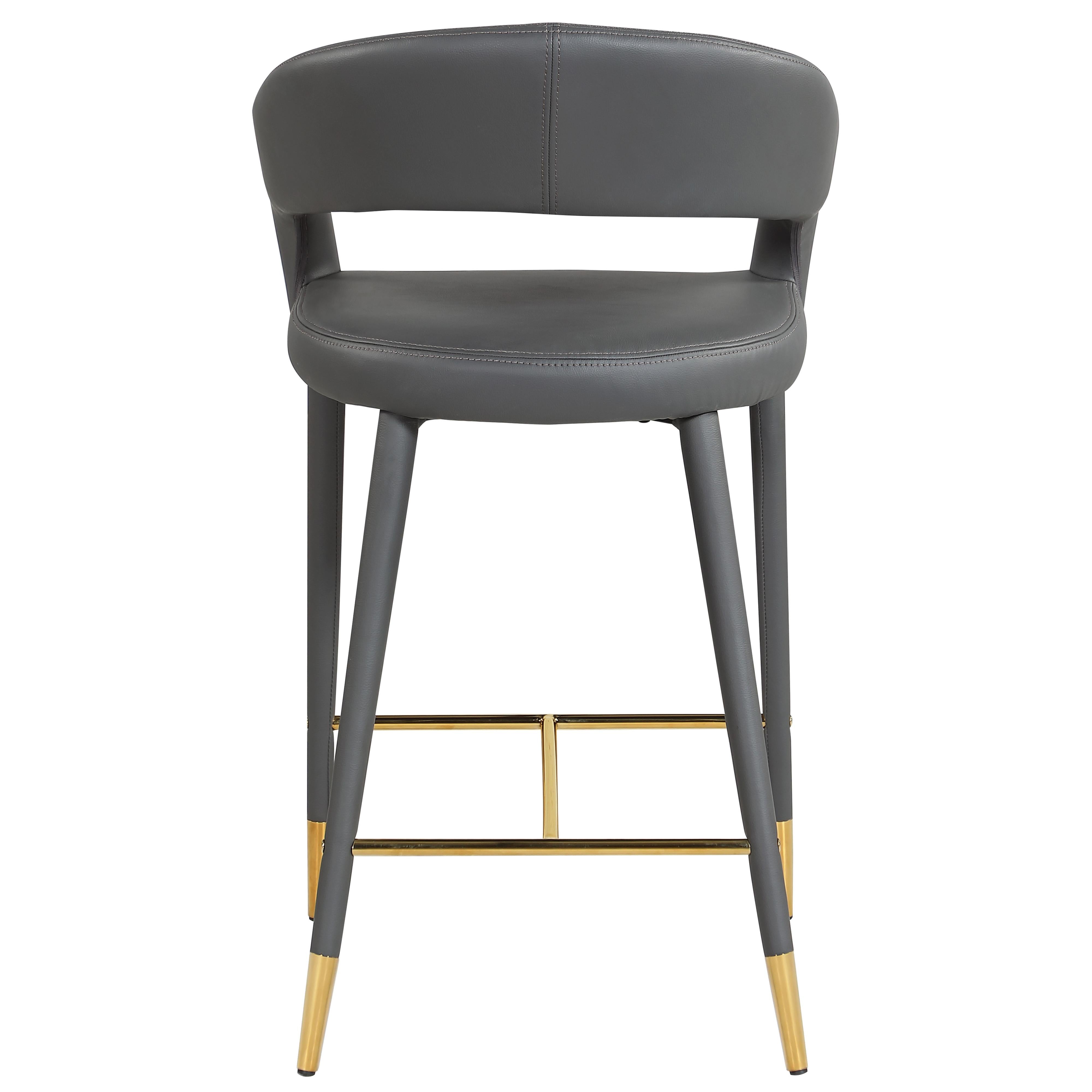 Meridian Destiny Grey Vegan Leather Stool