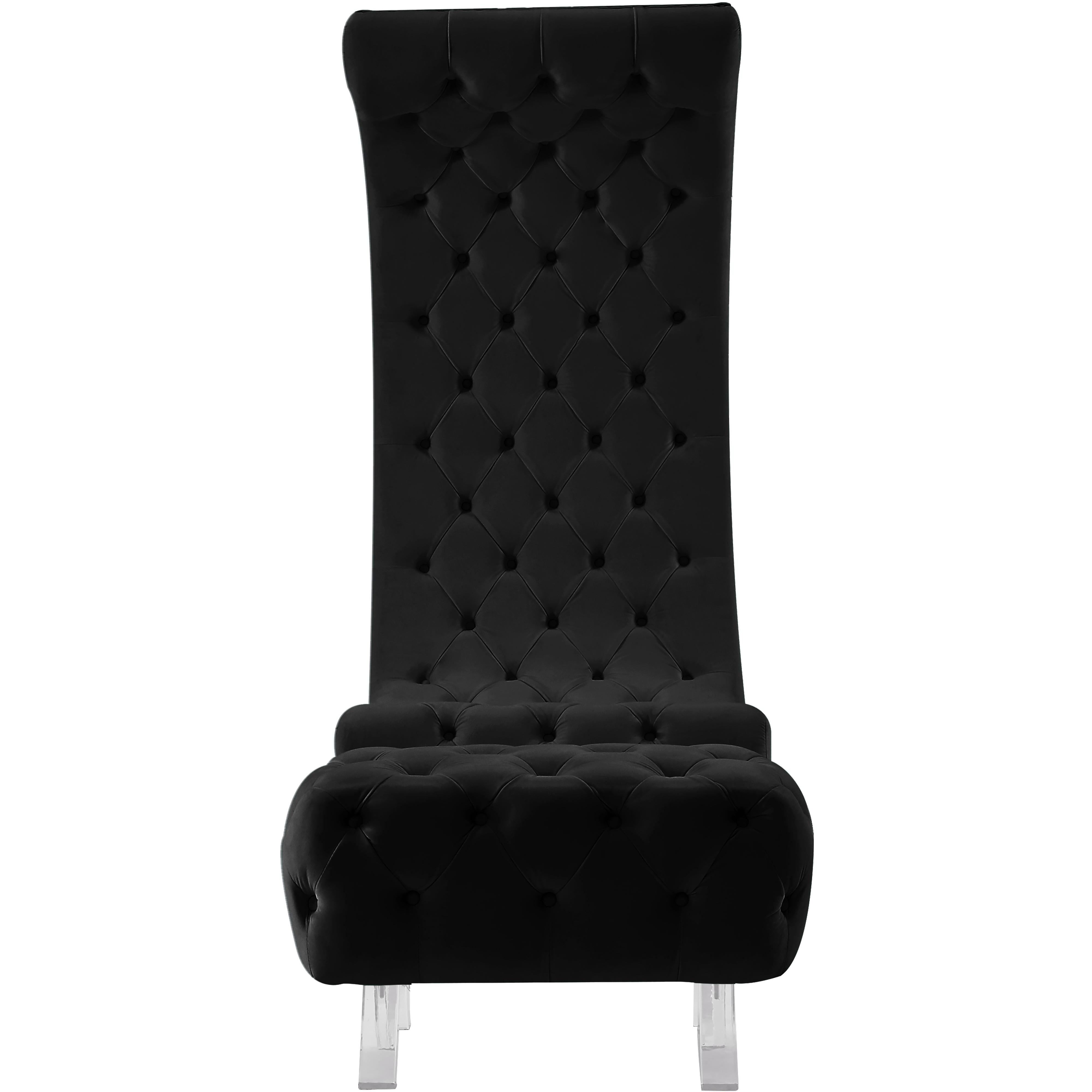 Meridian Crescent Black Velvet Accent Chair