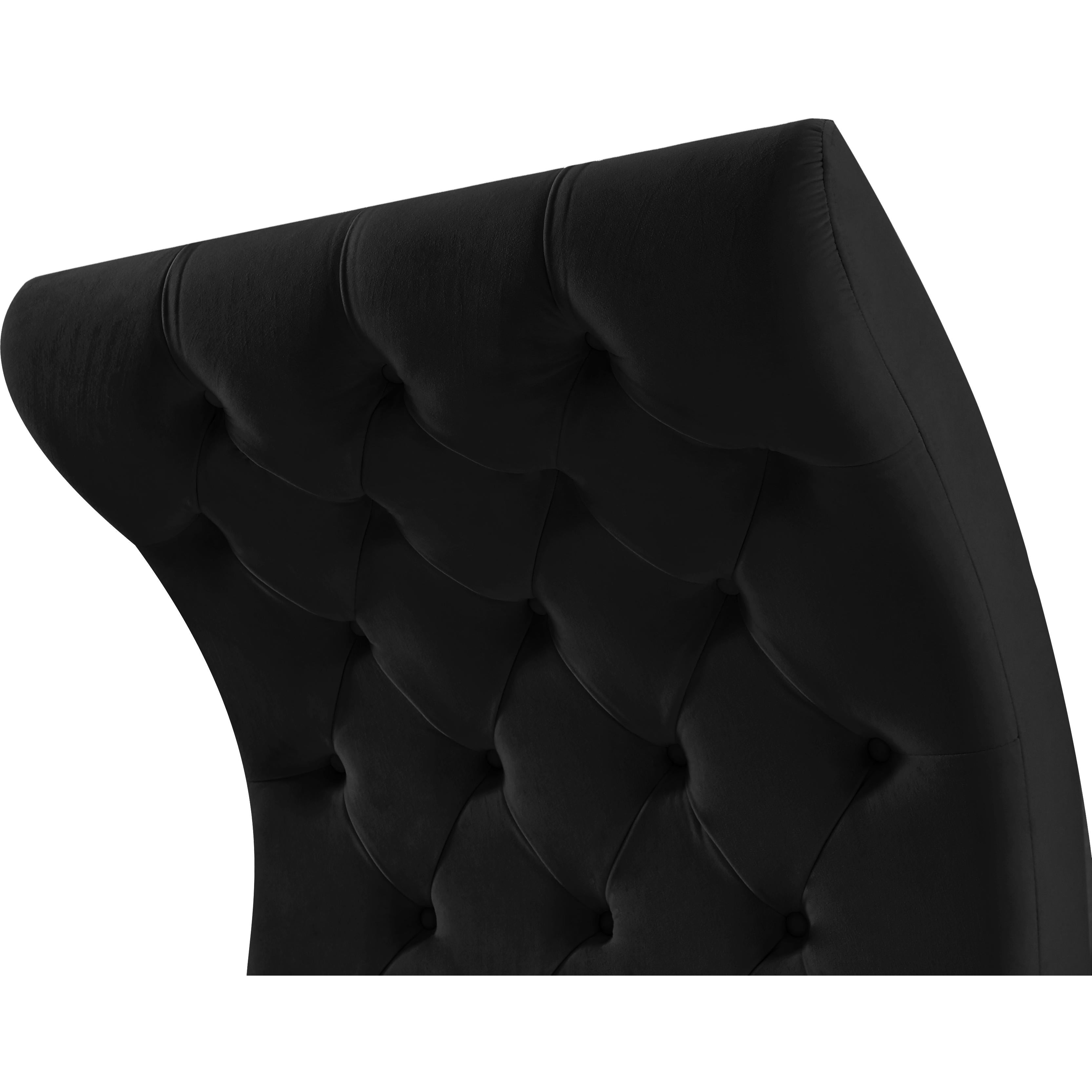 Meridian Crescent Black Velvet Accent Chair