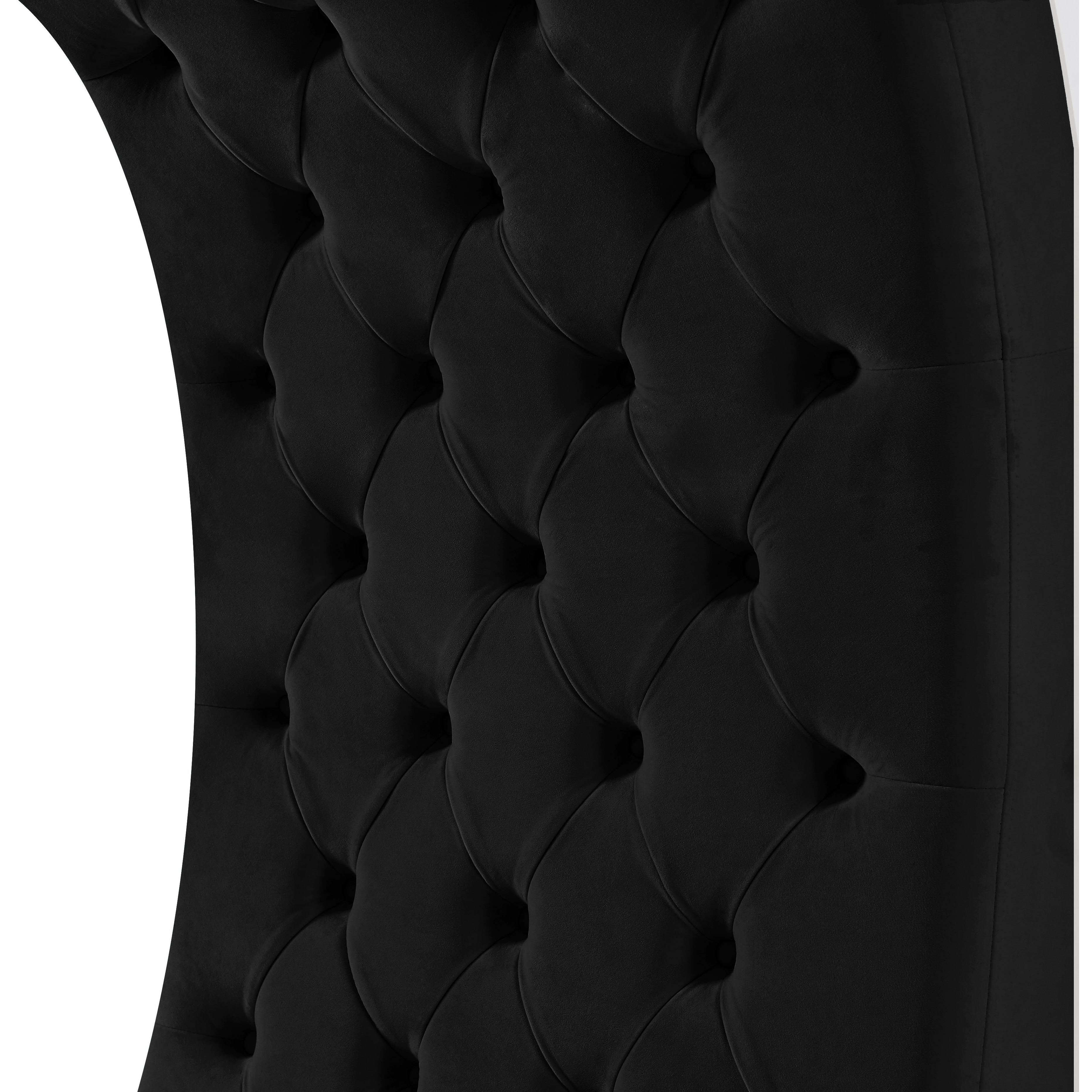 Meridian Crescent Black Velvet Accent Chair