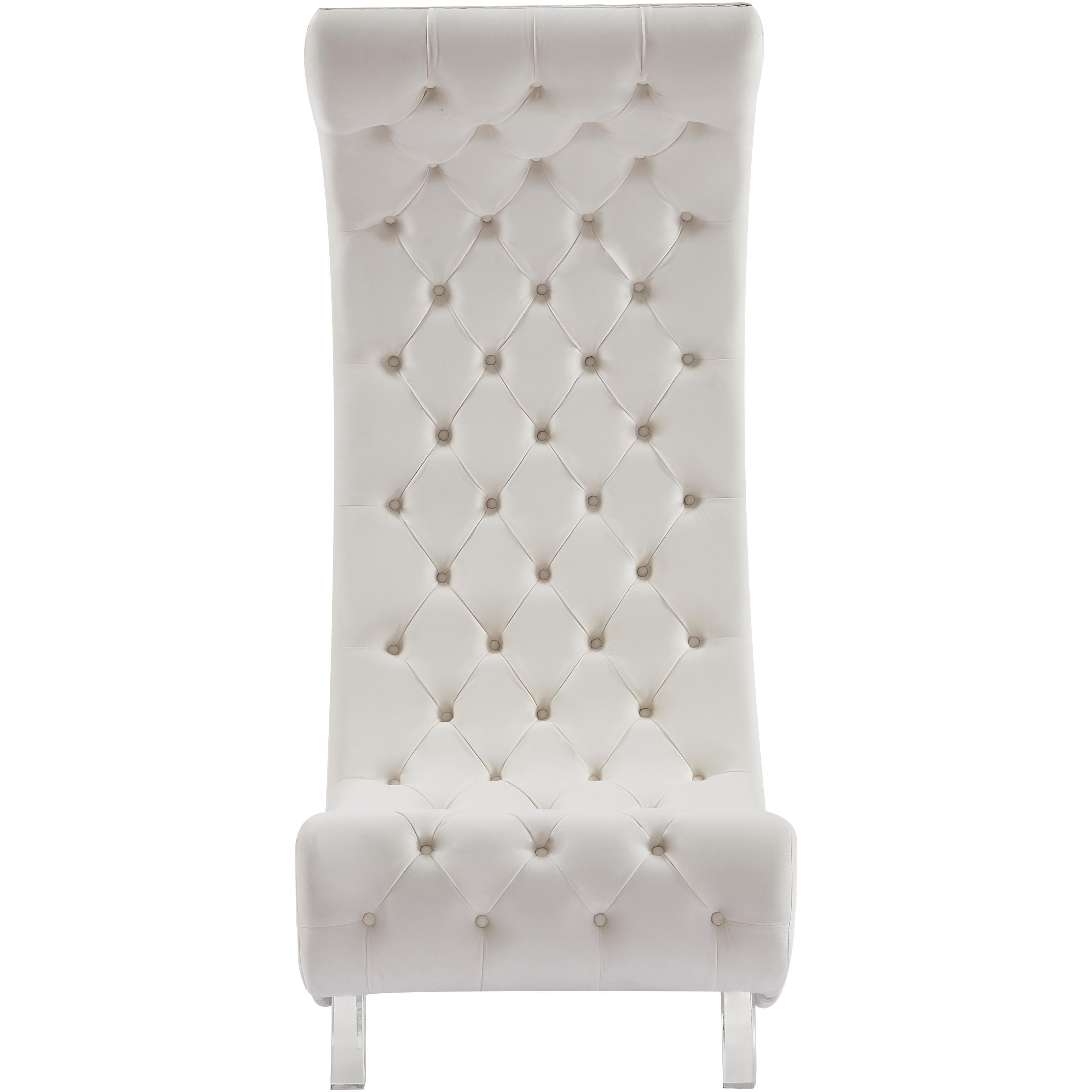 Meridian Crescent Cream Velvet Accent Chair