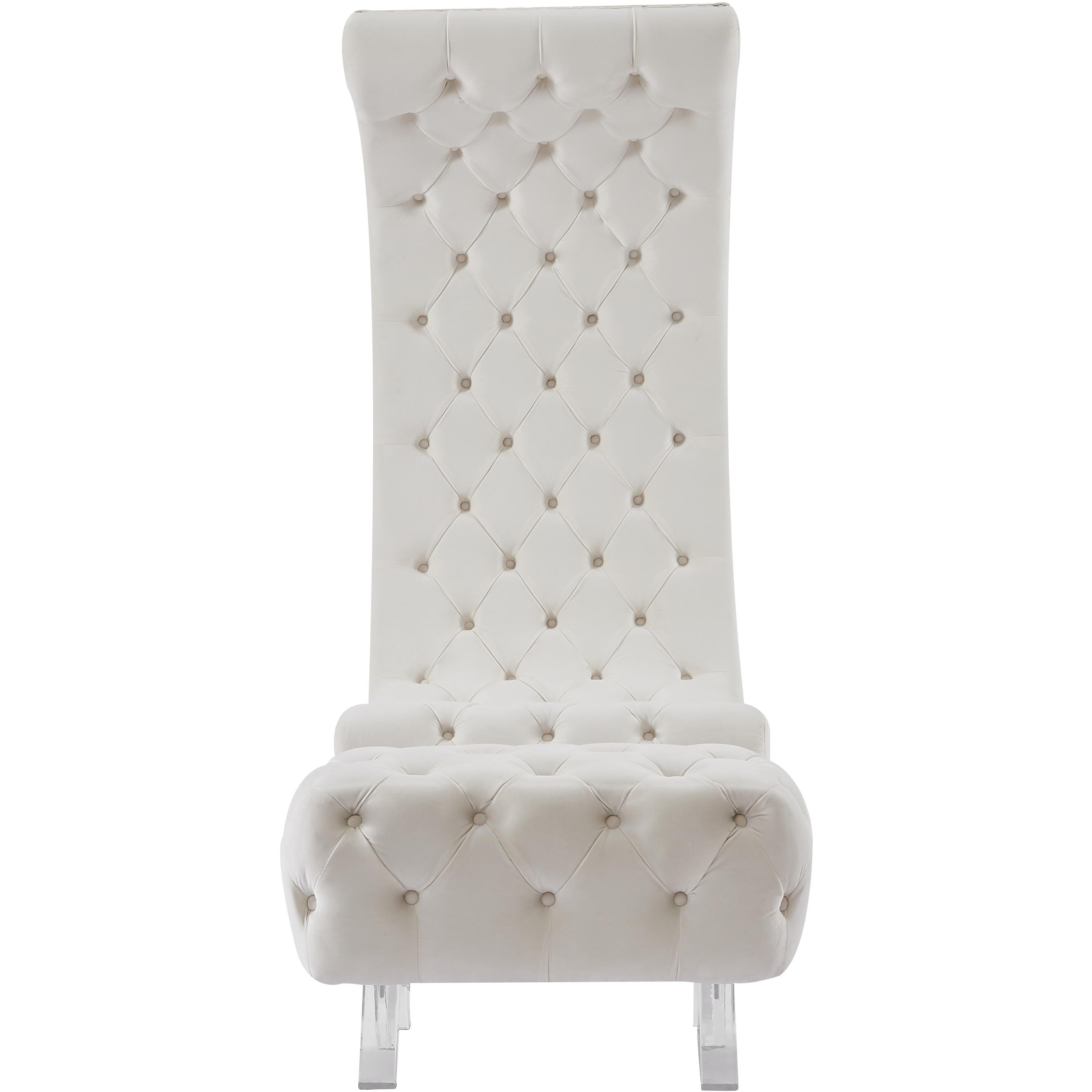 Meridian Crescent Cream Velvet Accent Chair