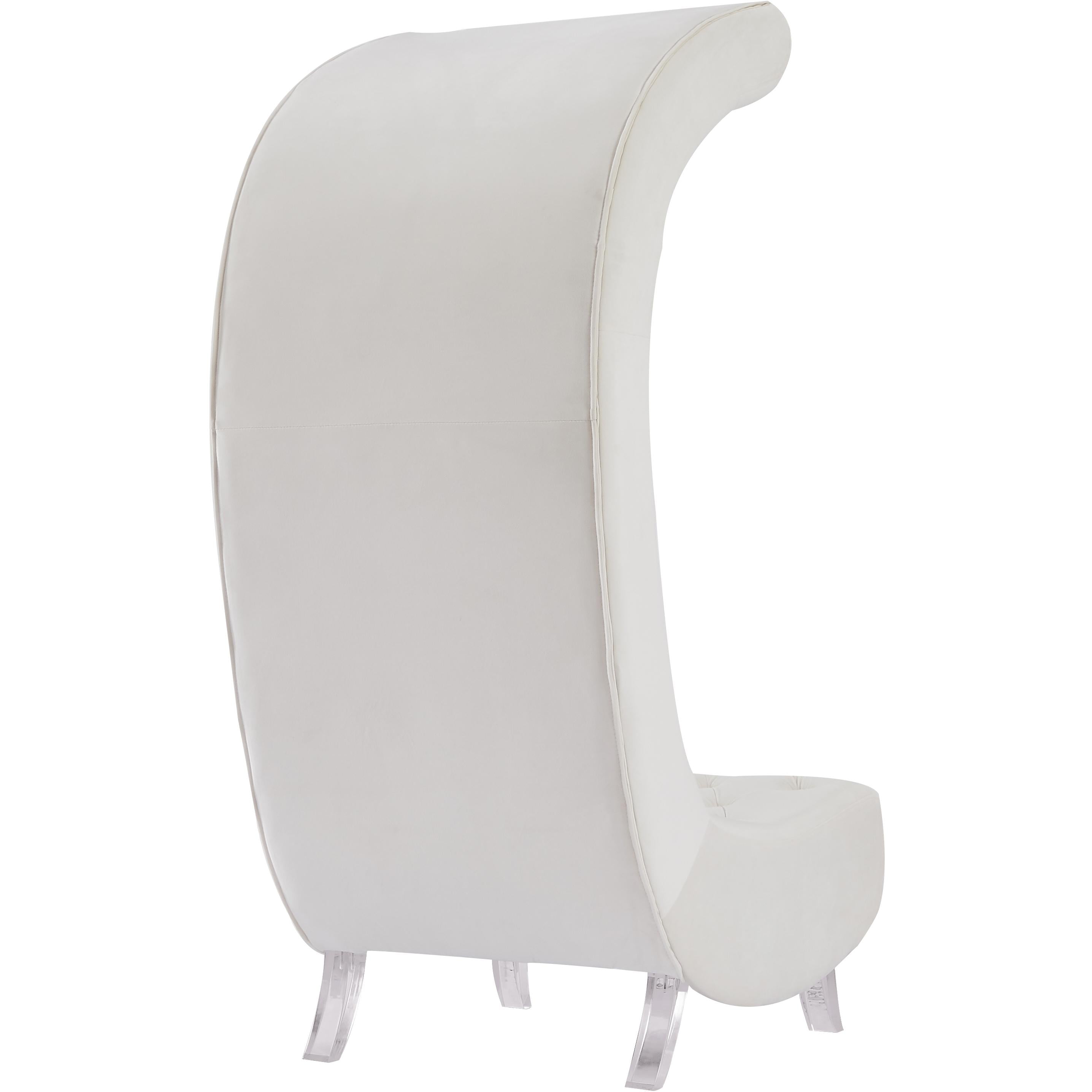 Meridian Crescent Cream Velvet Accent Chair