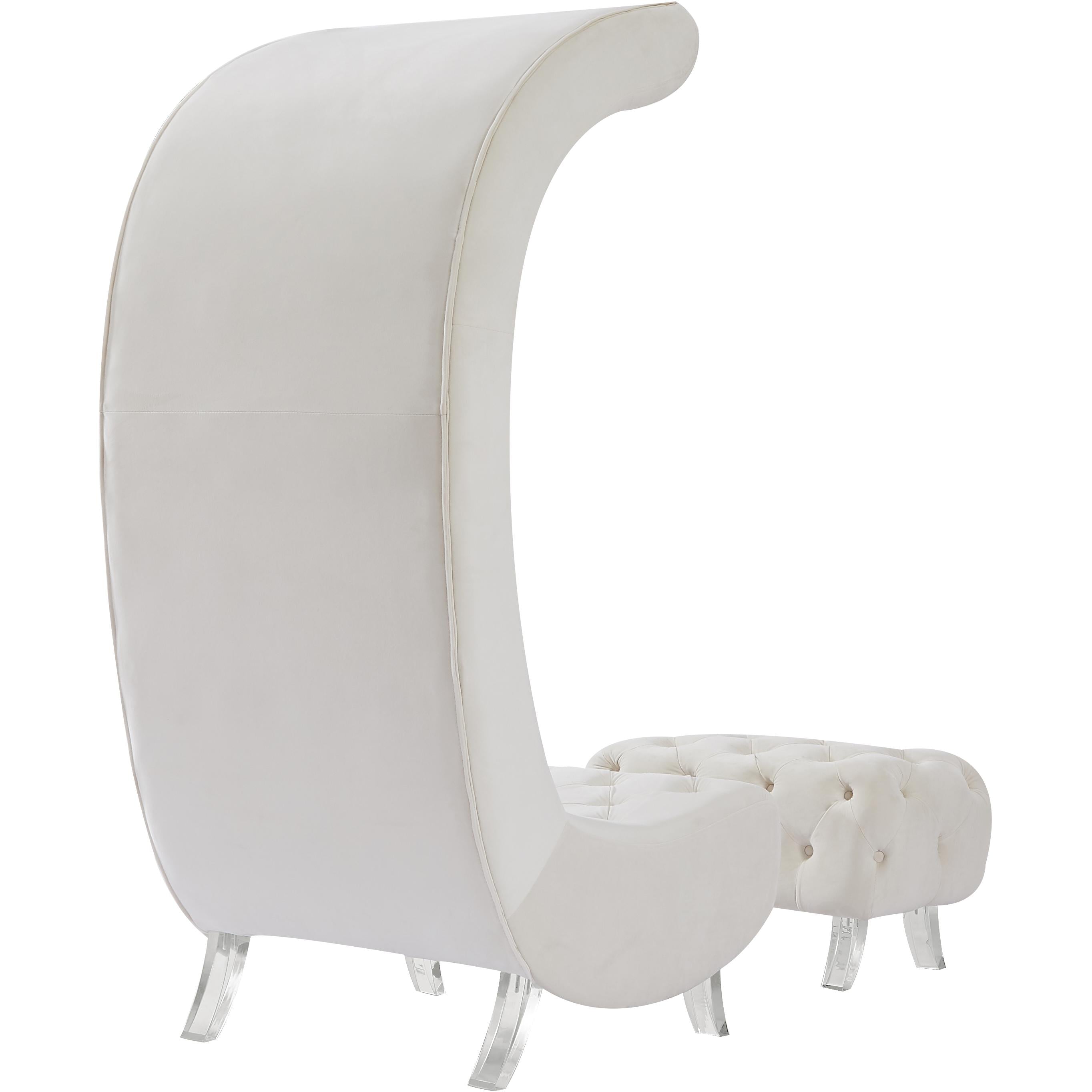 Meridian Crescent Cream Velvet Accent Chair