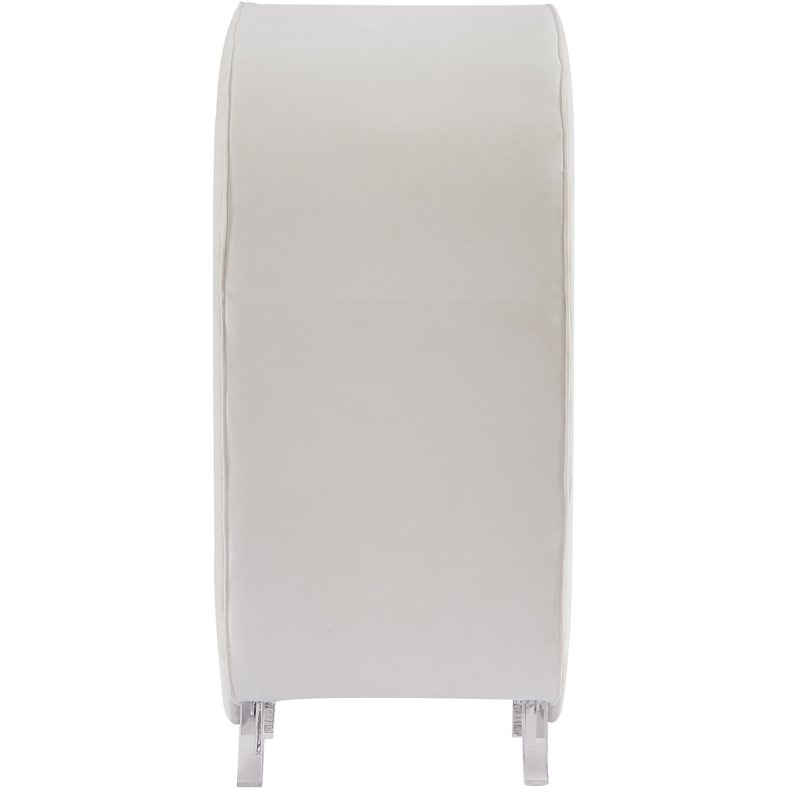 Meridian Crescent Cream Velvet Accent Chair