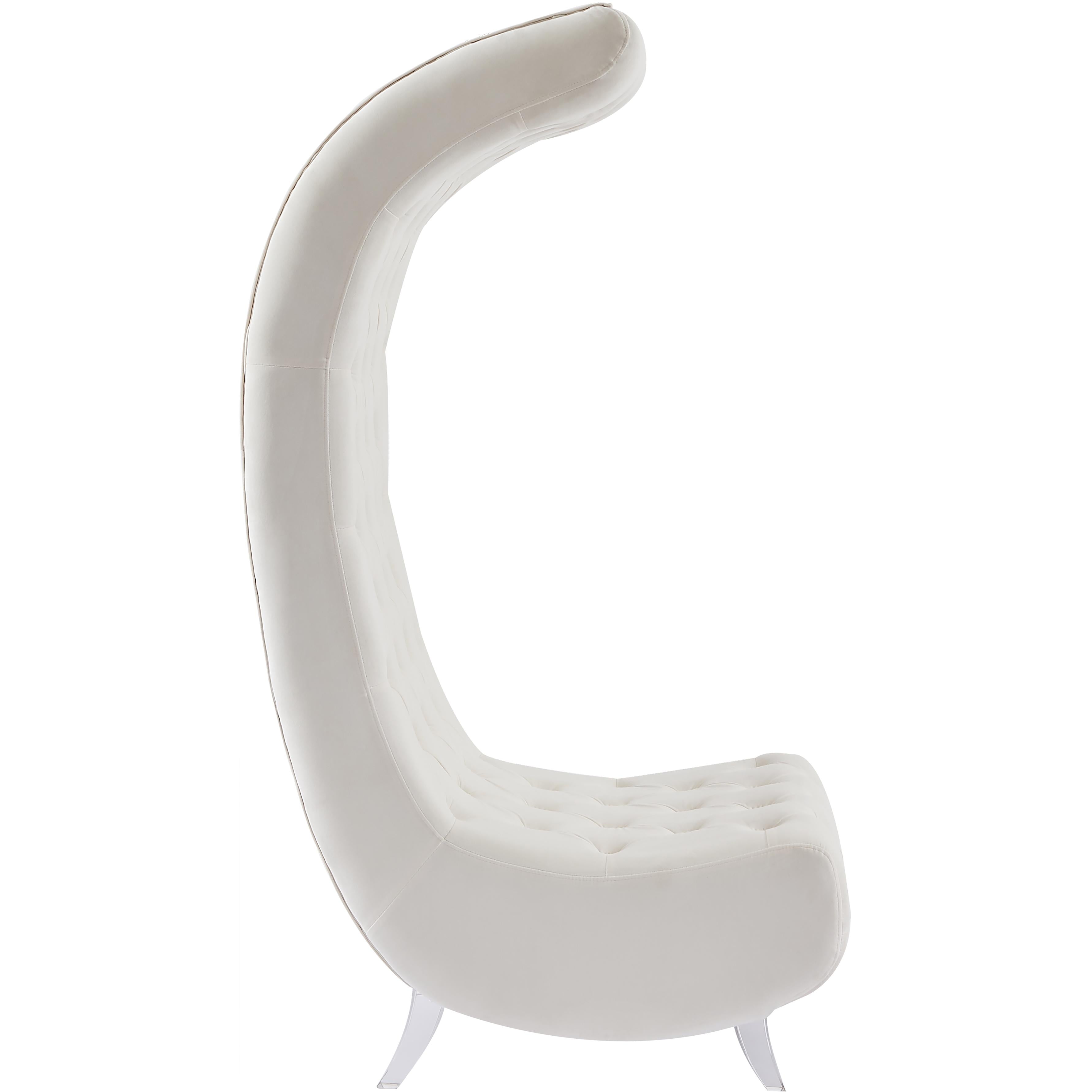 Meridian Crescent Cream Velvet Accent Chair