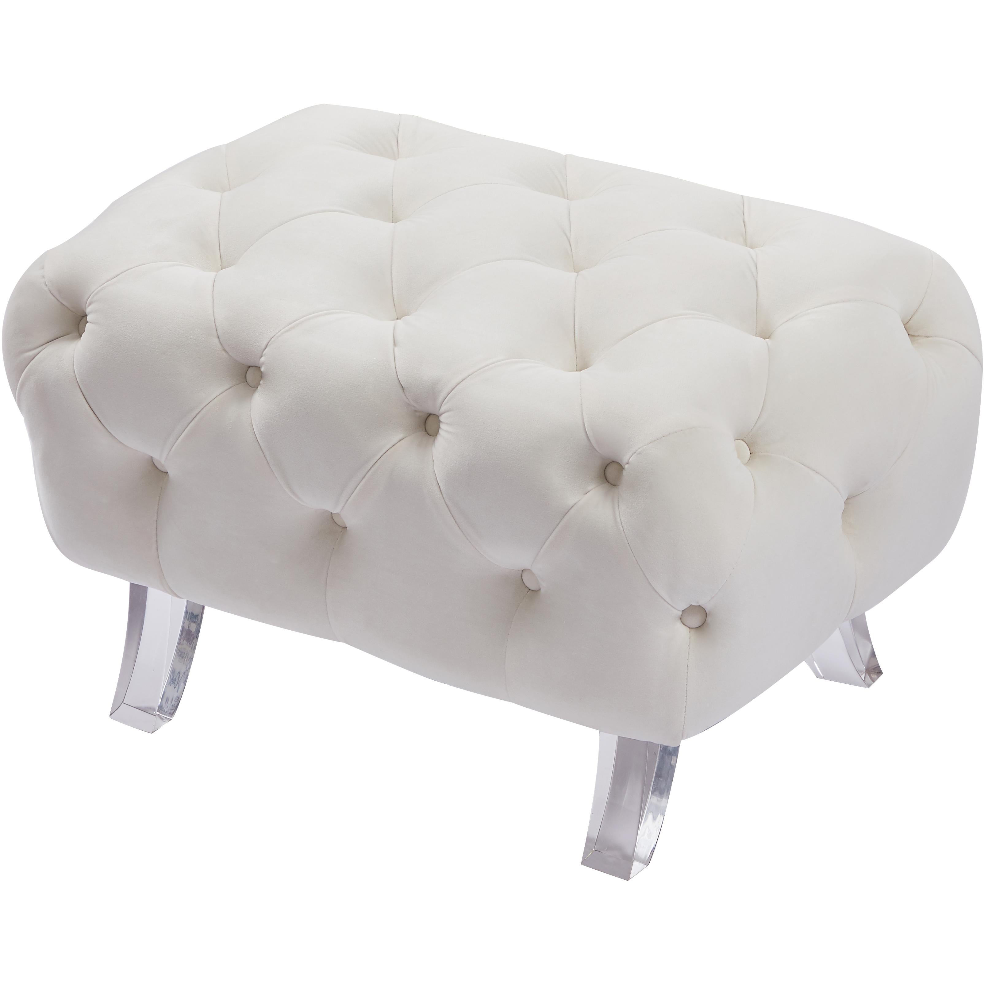 Meridian Crescent Cream Velvet Ottoman
