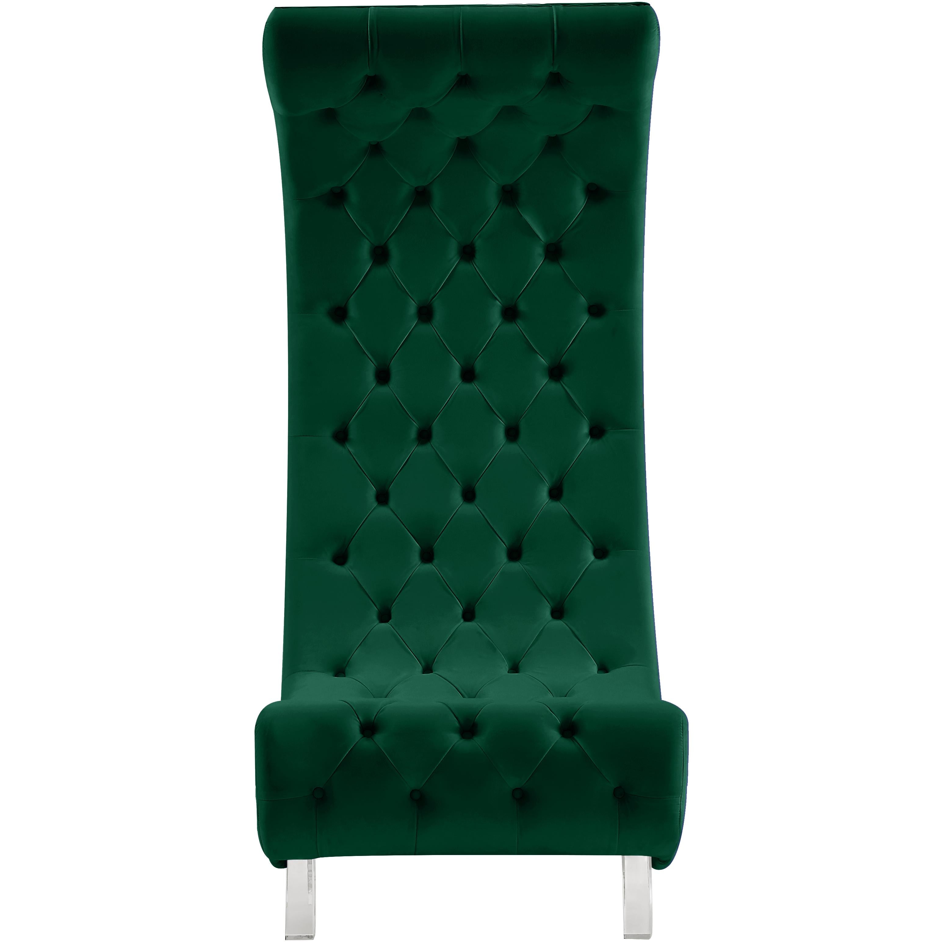 Meridian Crescent Green Velvet Accent Chair