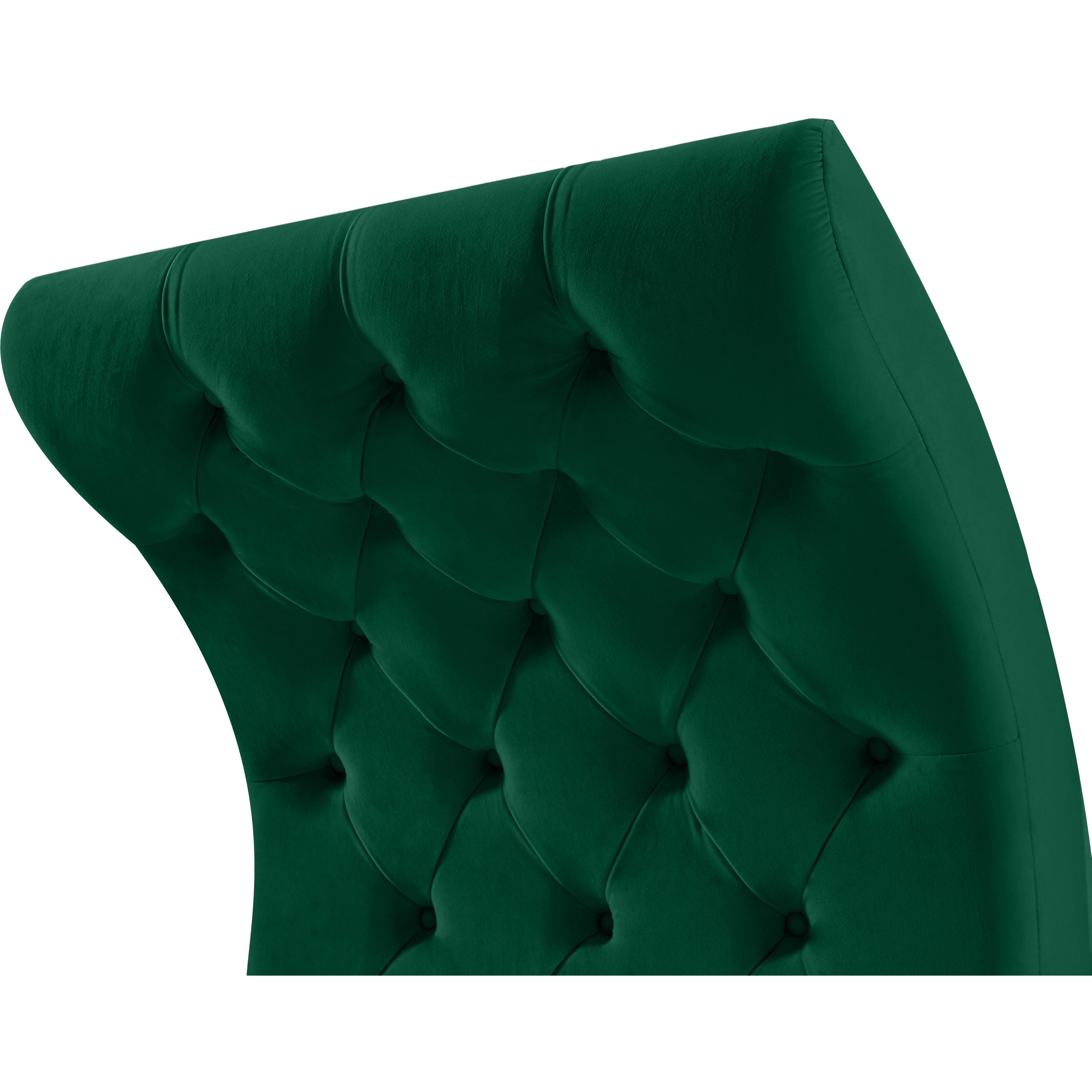 Meridian Crescent Green Velvet Accent Chair