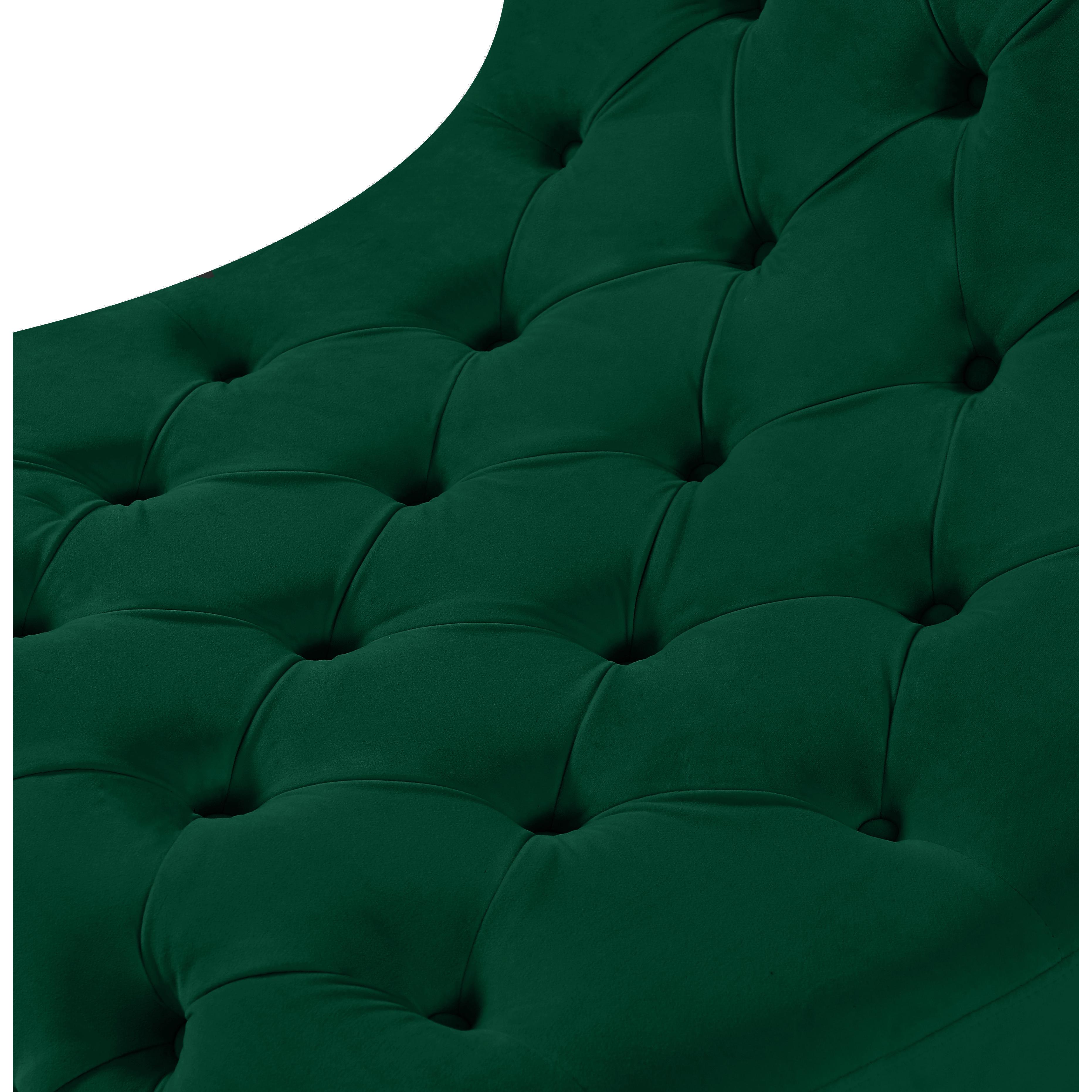 Meridian Crescent Green Velvet Accent Chair