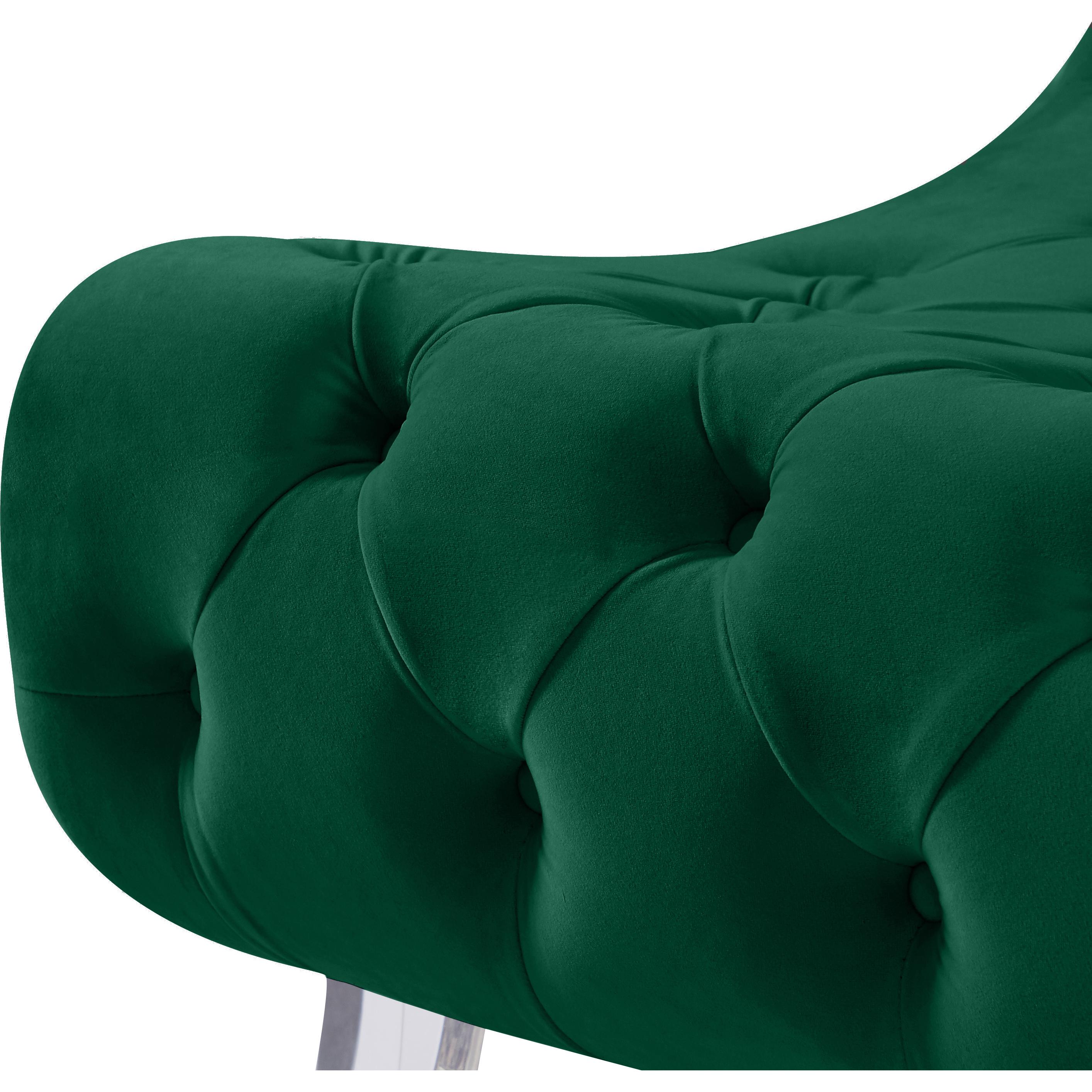 Meridian Crescent Green Velvet Accent Chair