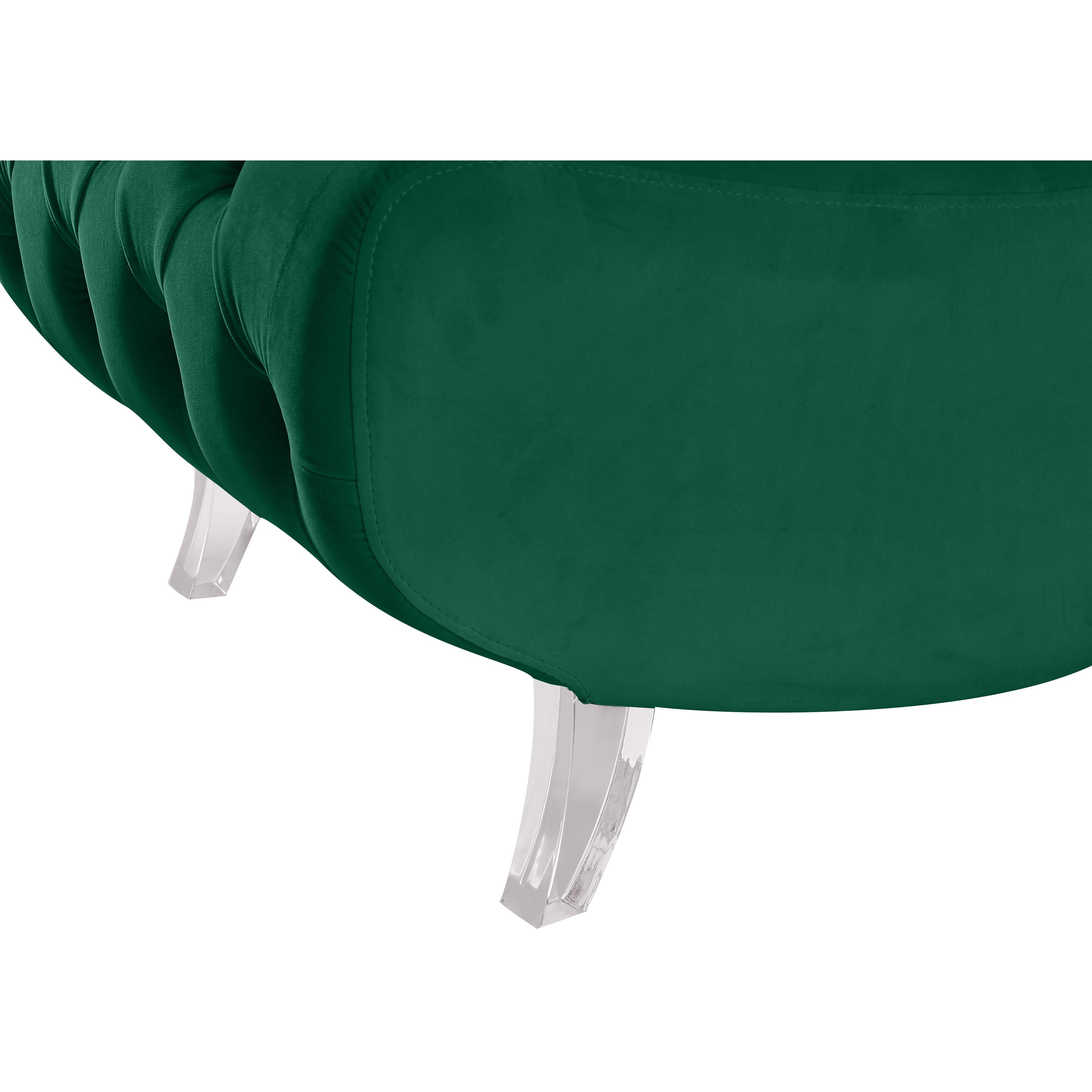 Meridian Crescent Green Velvet Accent Chair