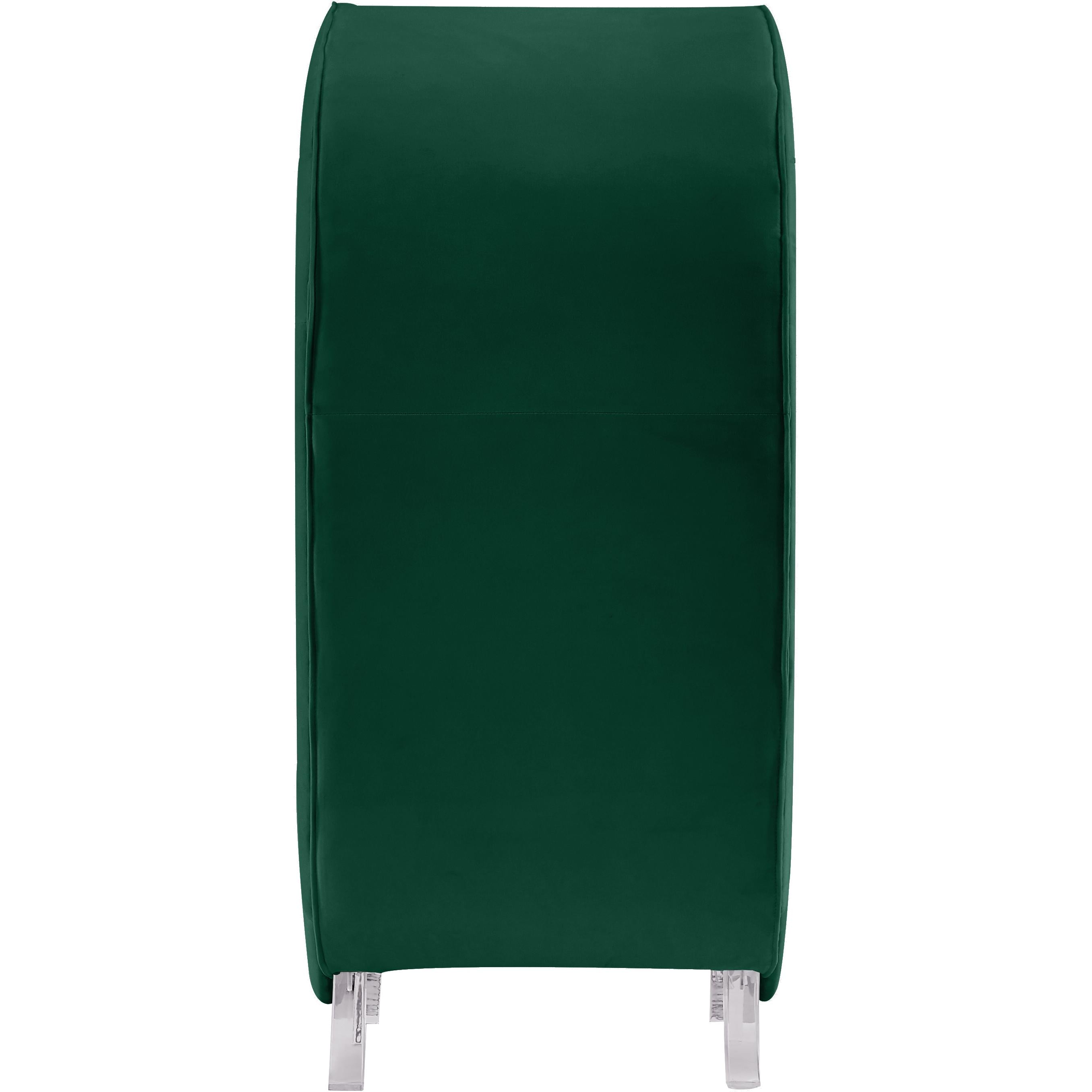 Meridian Crescent Green Velvet Accent Chair