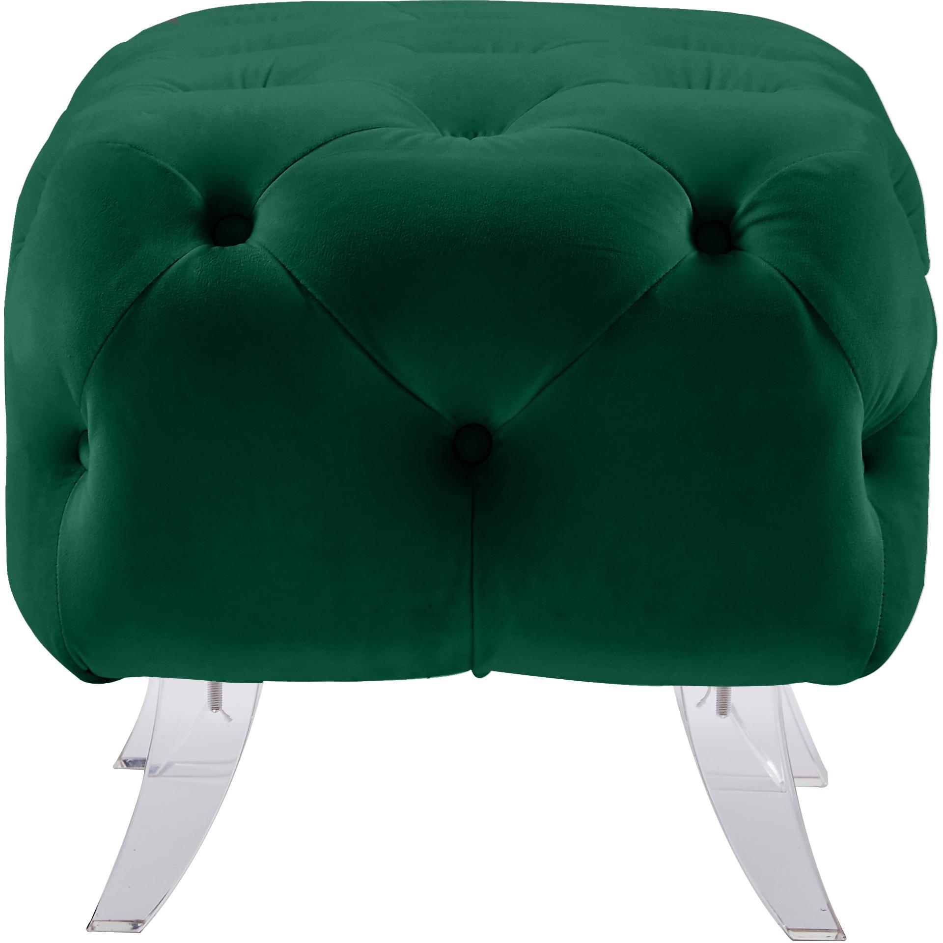 Meridian Crescent Green Velvet Ottoman