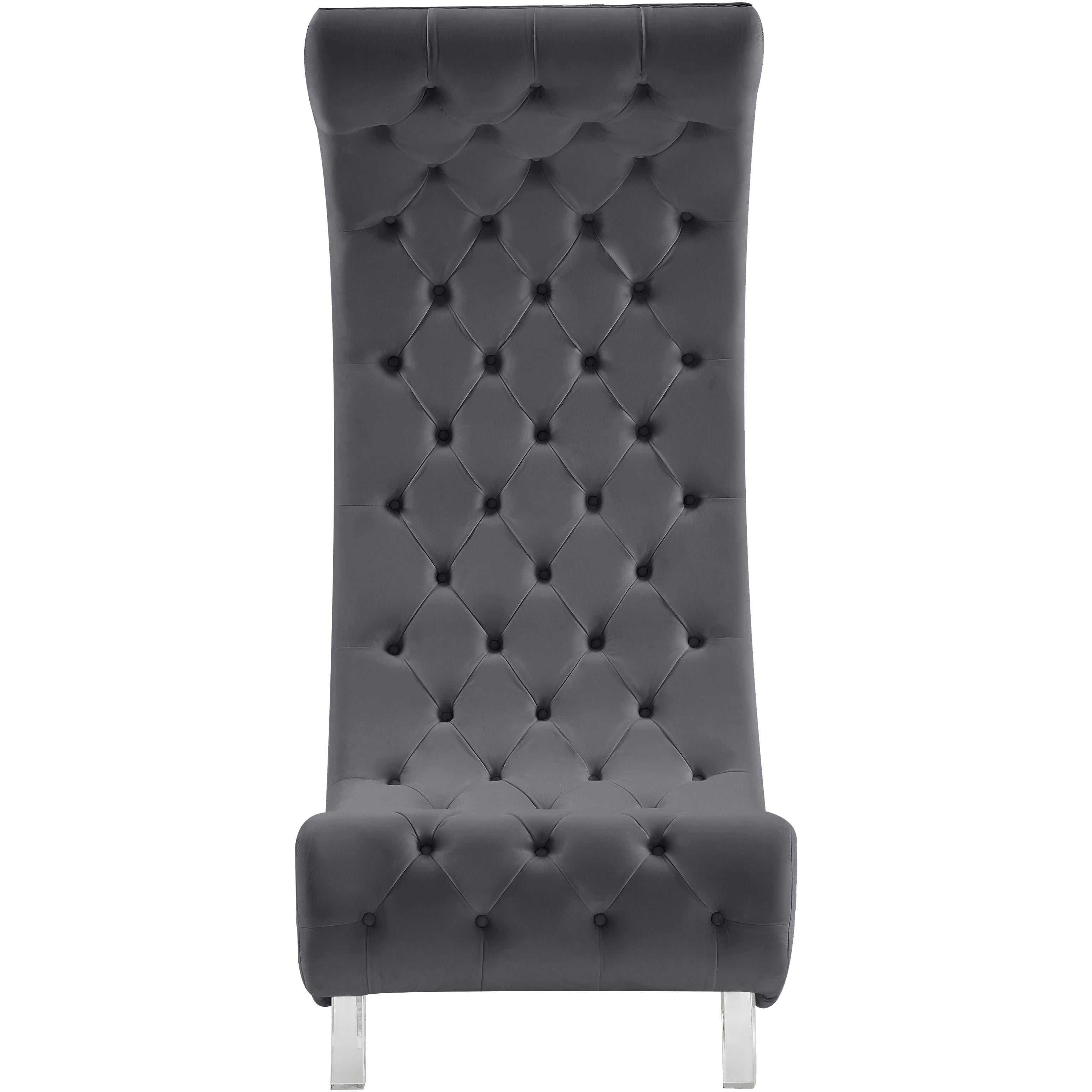 Meridian Crescent Grey Velvet Accent Chair