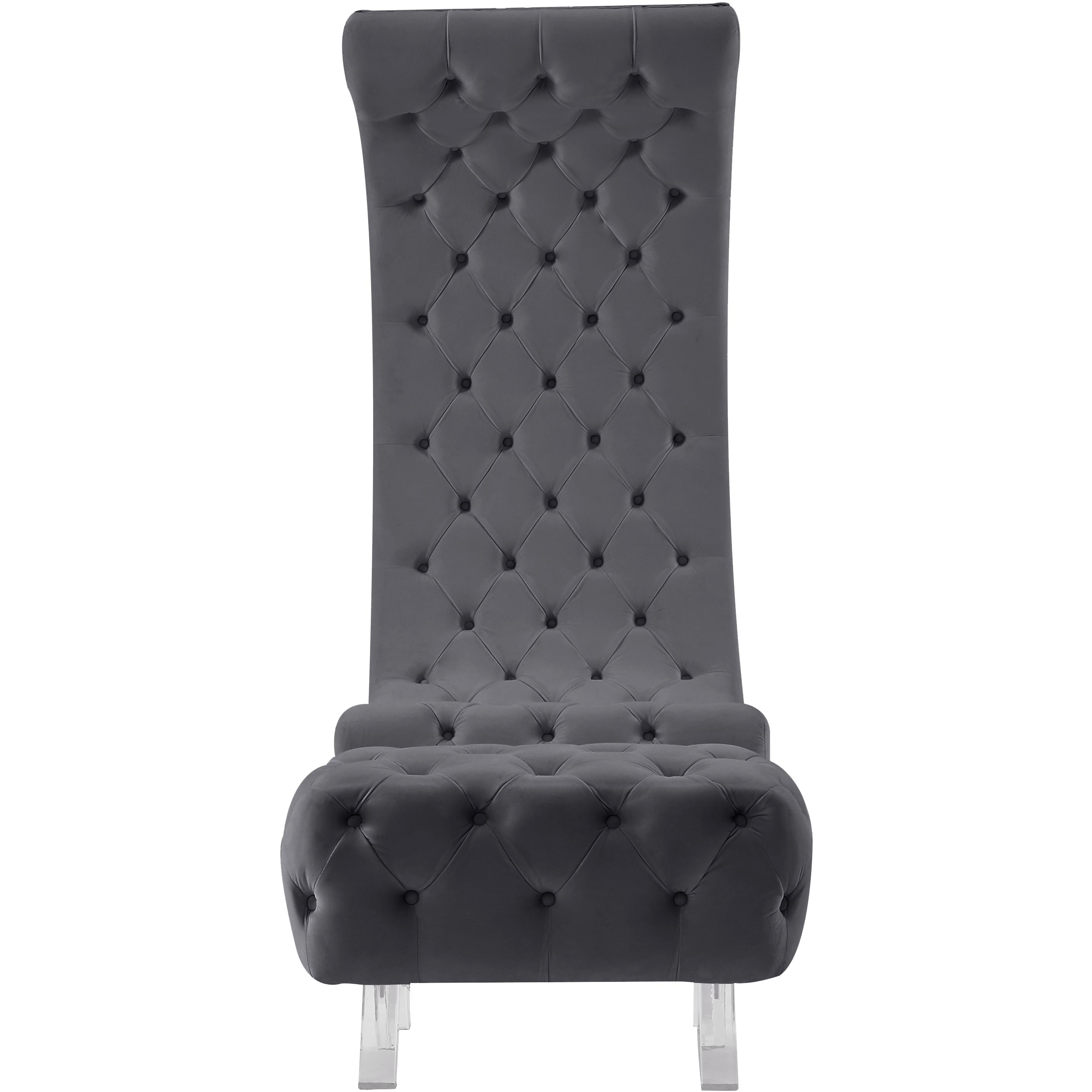 Meridian Crescent Grey Velvet Accent Chair
