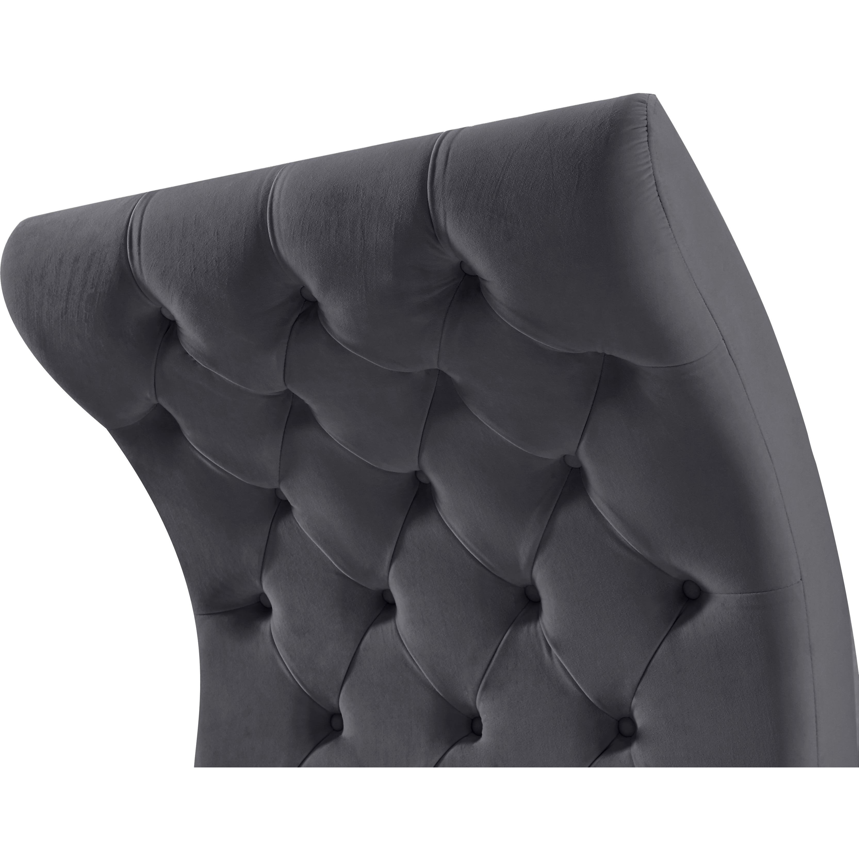 Meridian Crescent Grey Velvet Accent Chair
