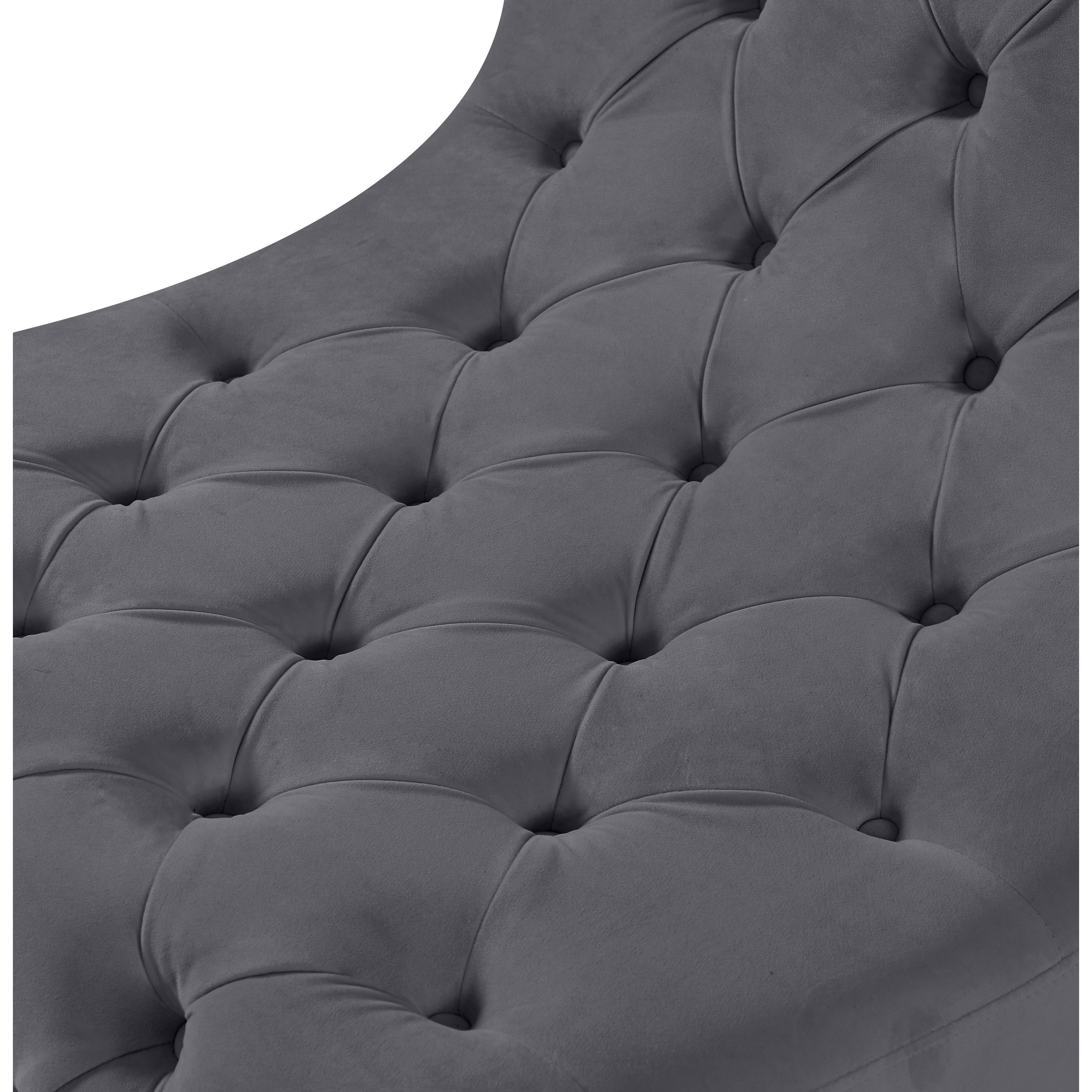 Meridian Crescent Grey Velvet Accent Chair