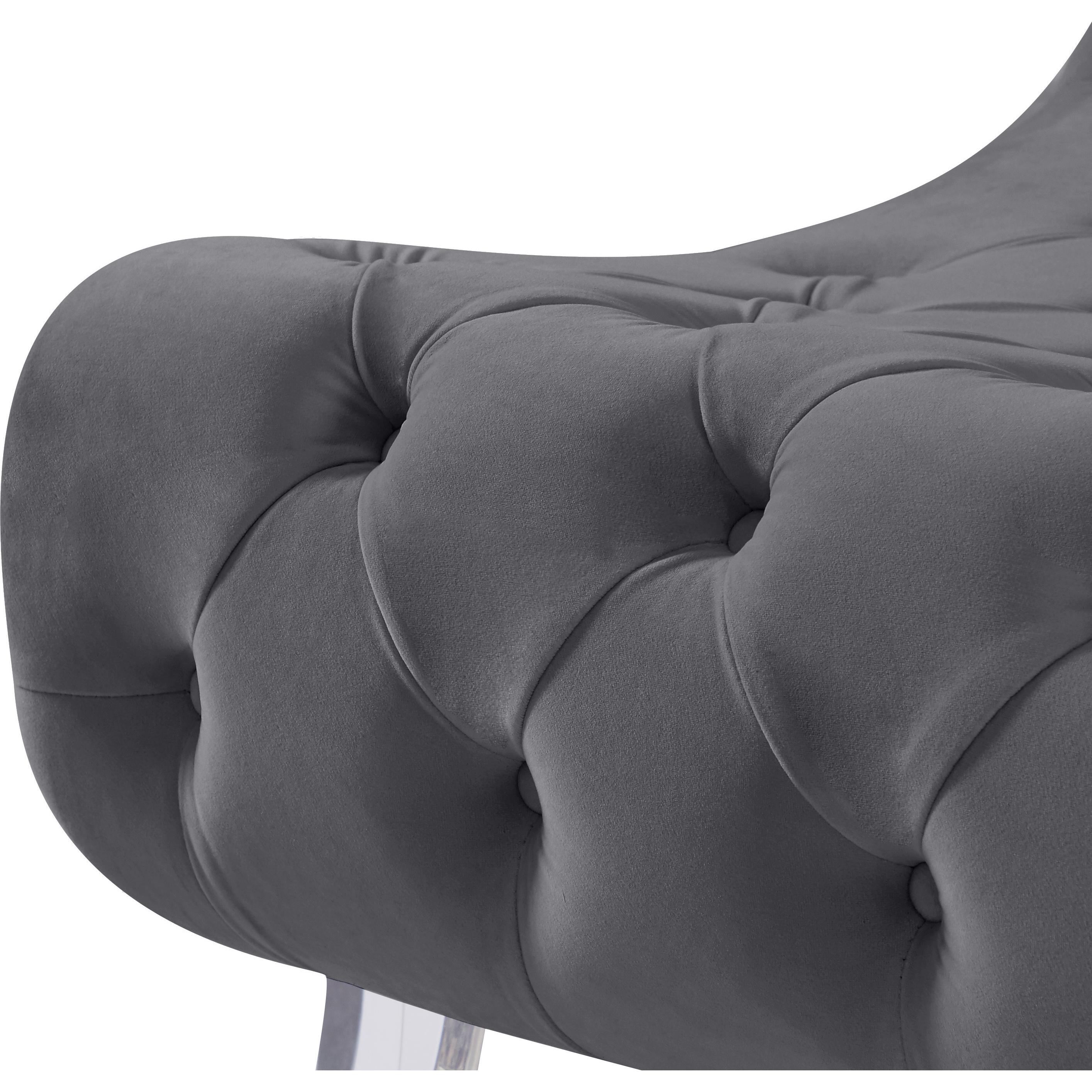 Meridian Crescent Grey Velvet Accent Chair