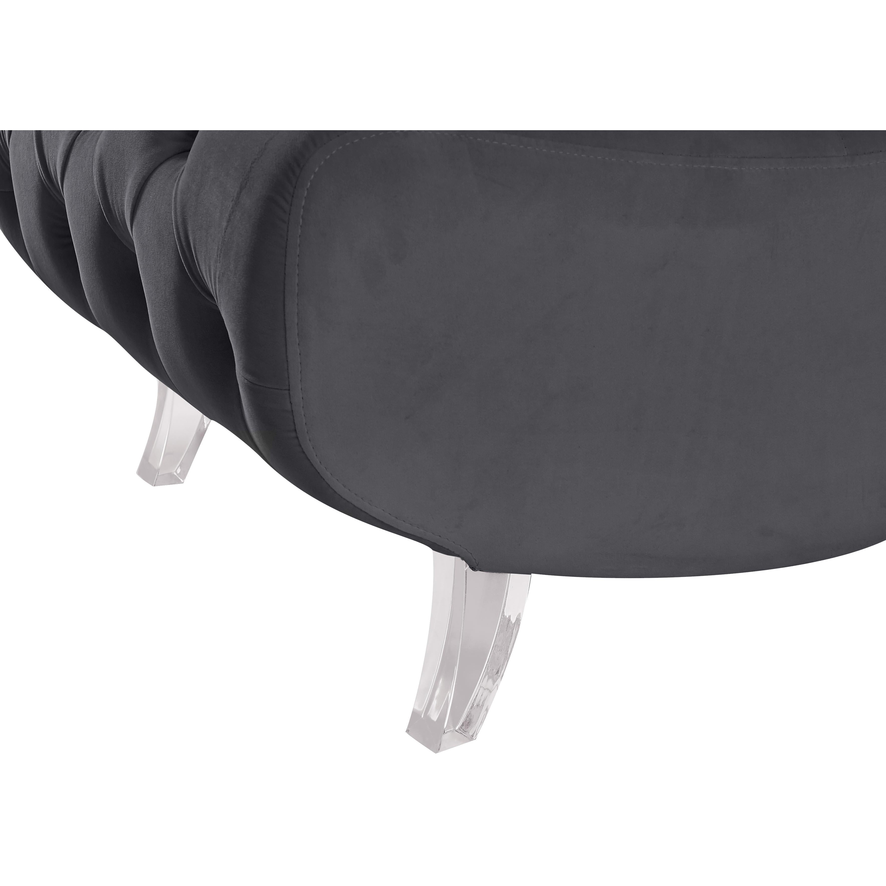 Meridian Crescent Grey Velvet Accent Chair