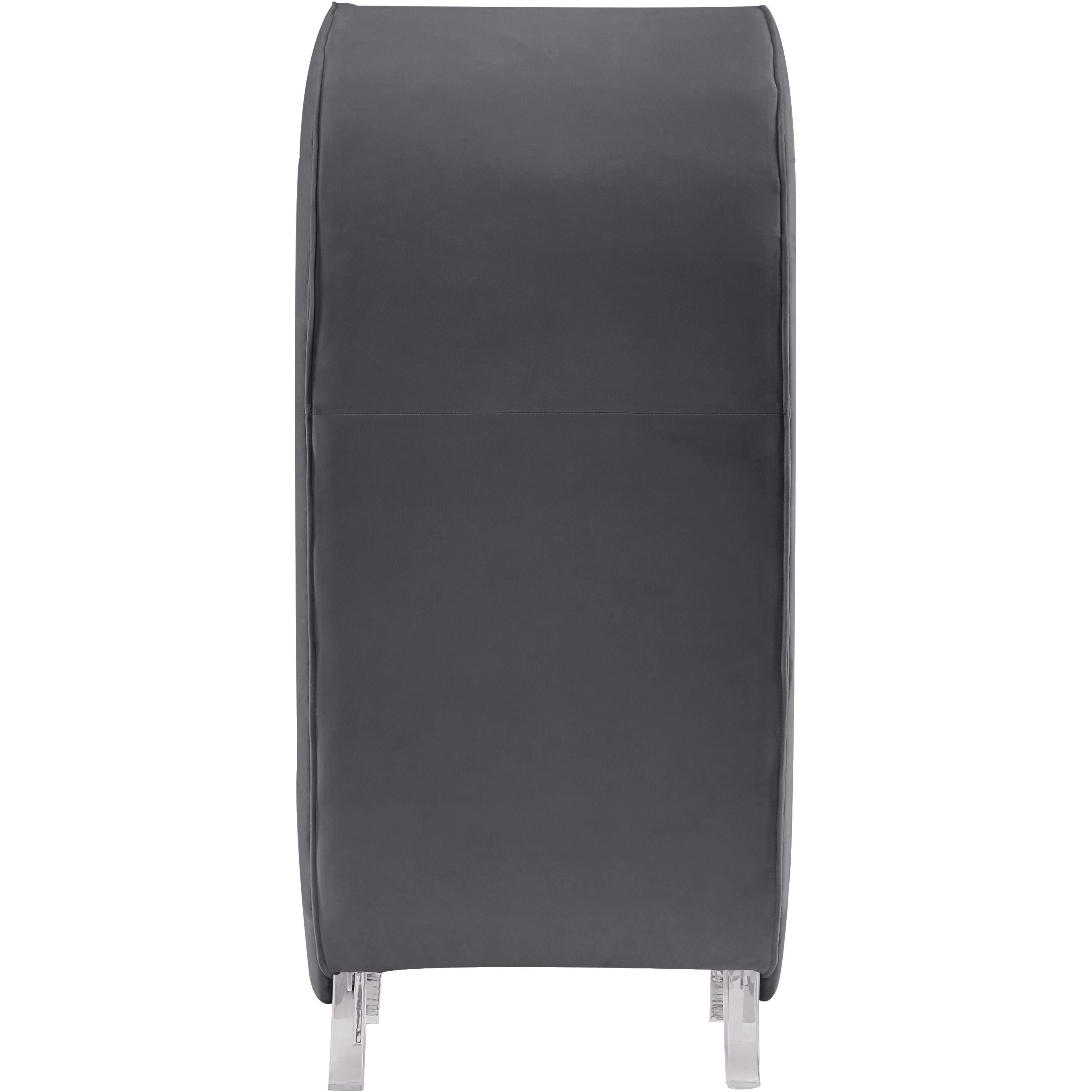 Meridian Crescent Grey Velvet Accent Chair