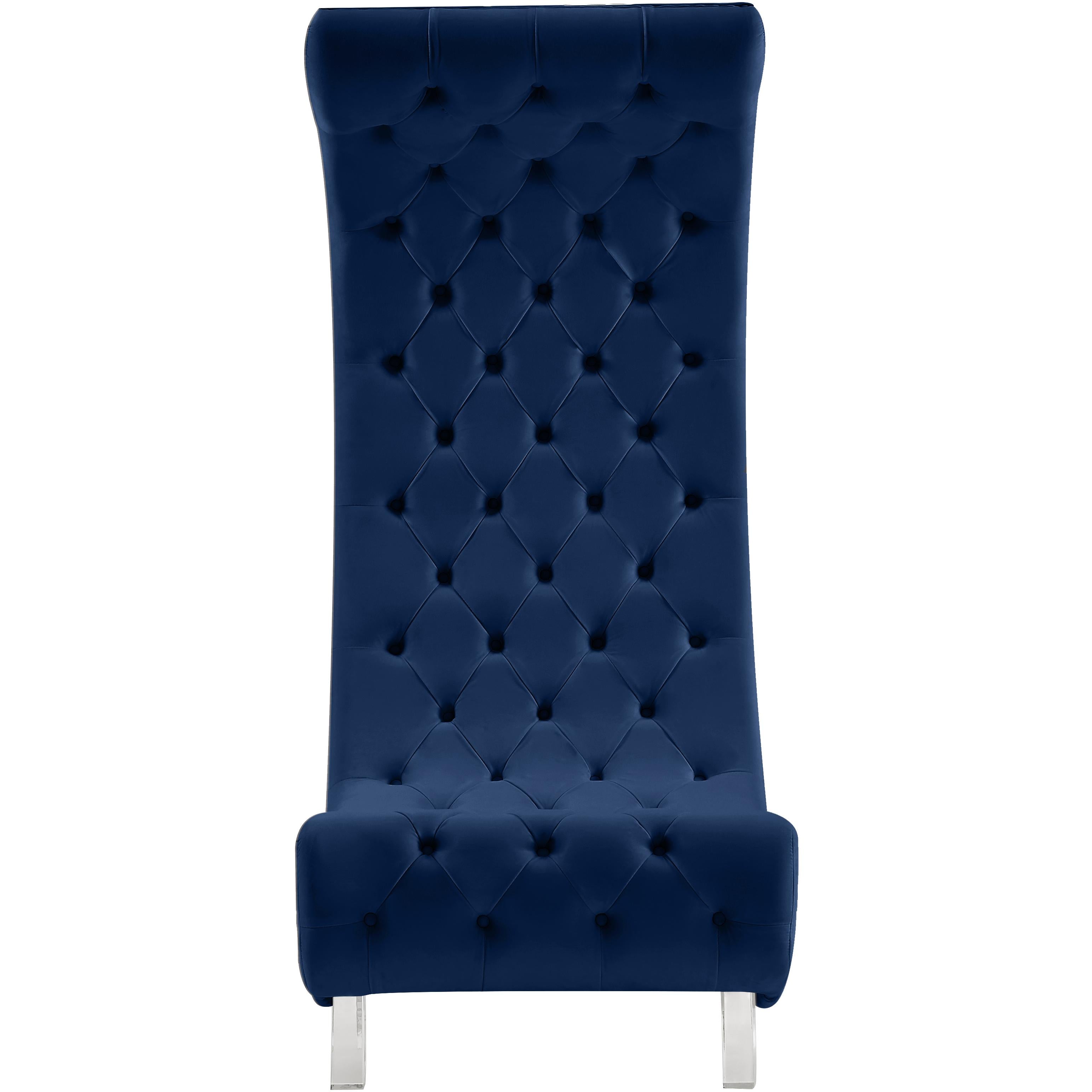 Meridian Crescent Navy Velvet Accent Chair