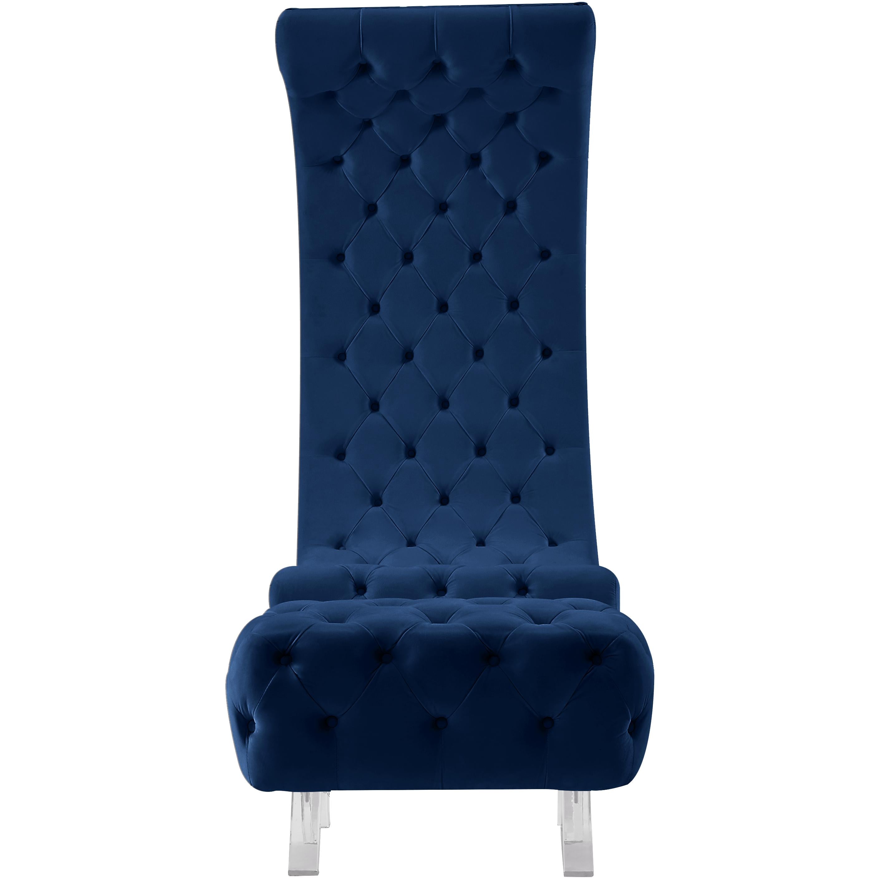 Meridian Crescent Navy Velvet Accent Chair