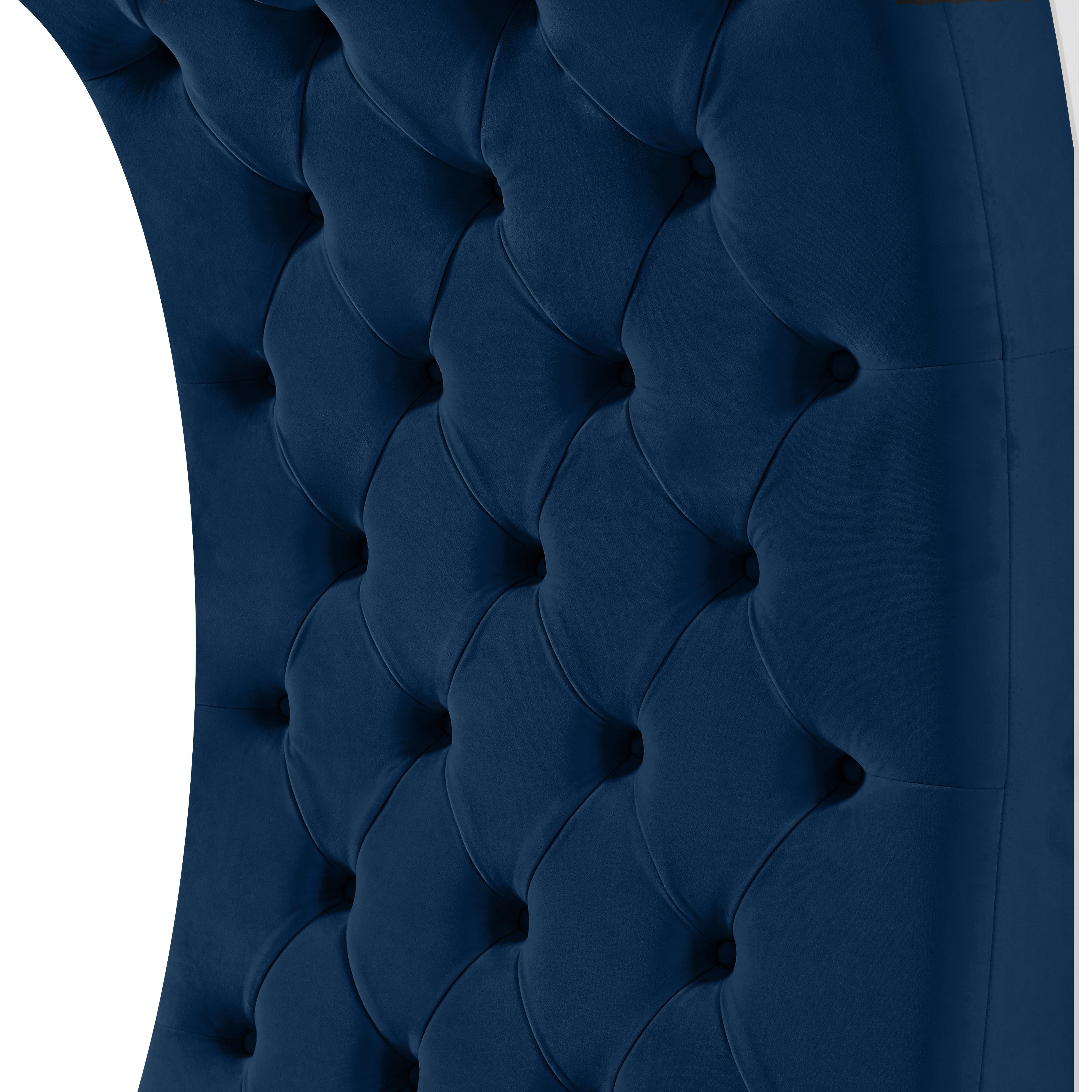 Meridian Crescent Navy Velvet Accent Chair