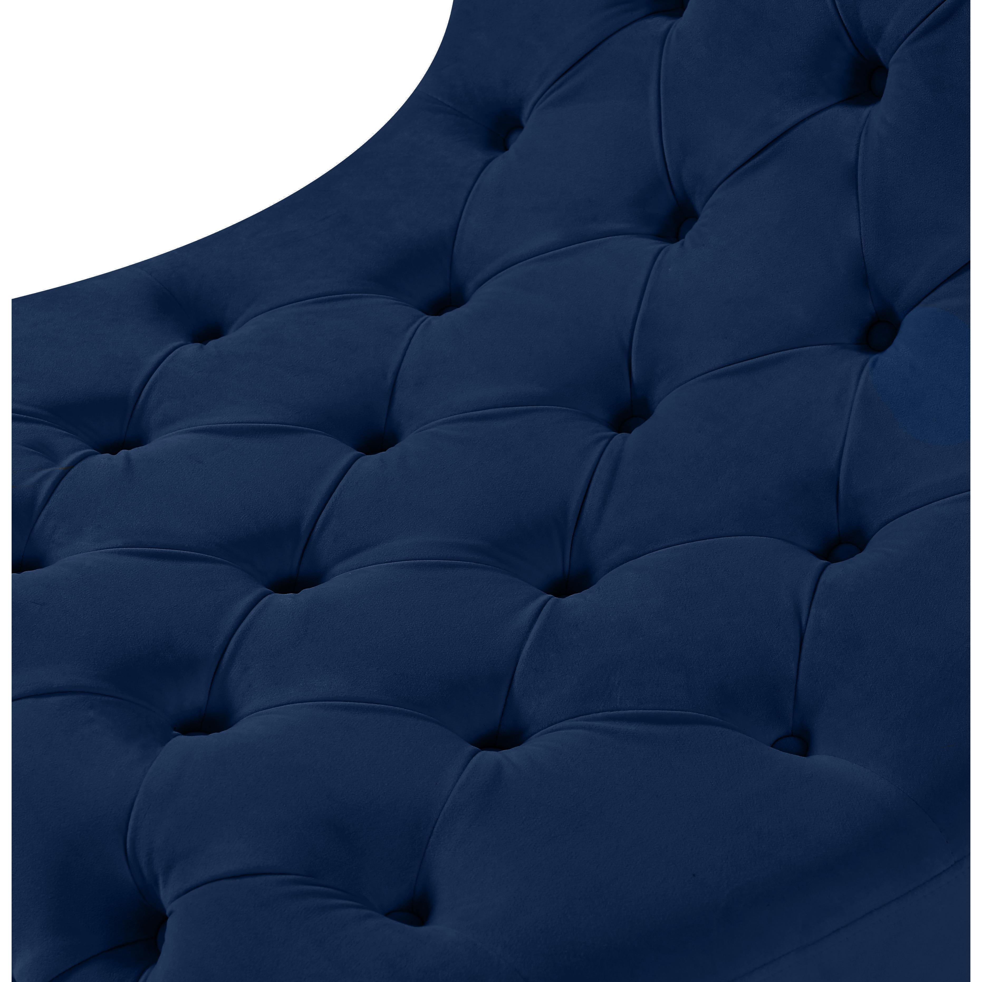Meridian Crescent Navy Velvet Accent Chair