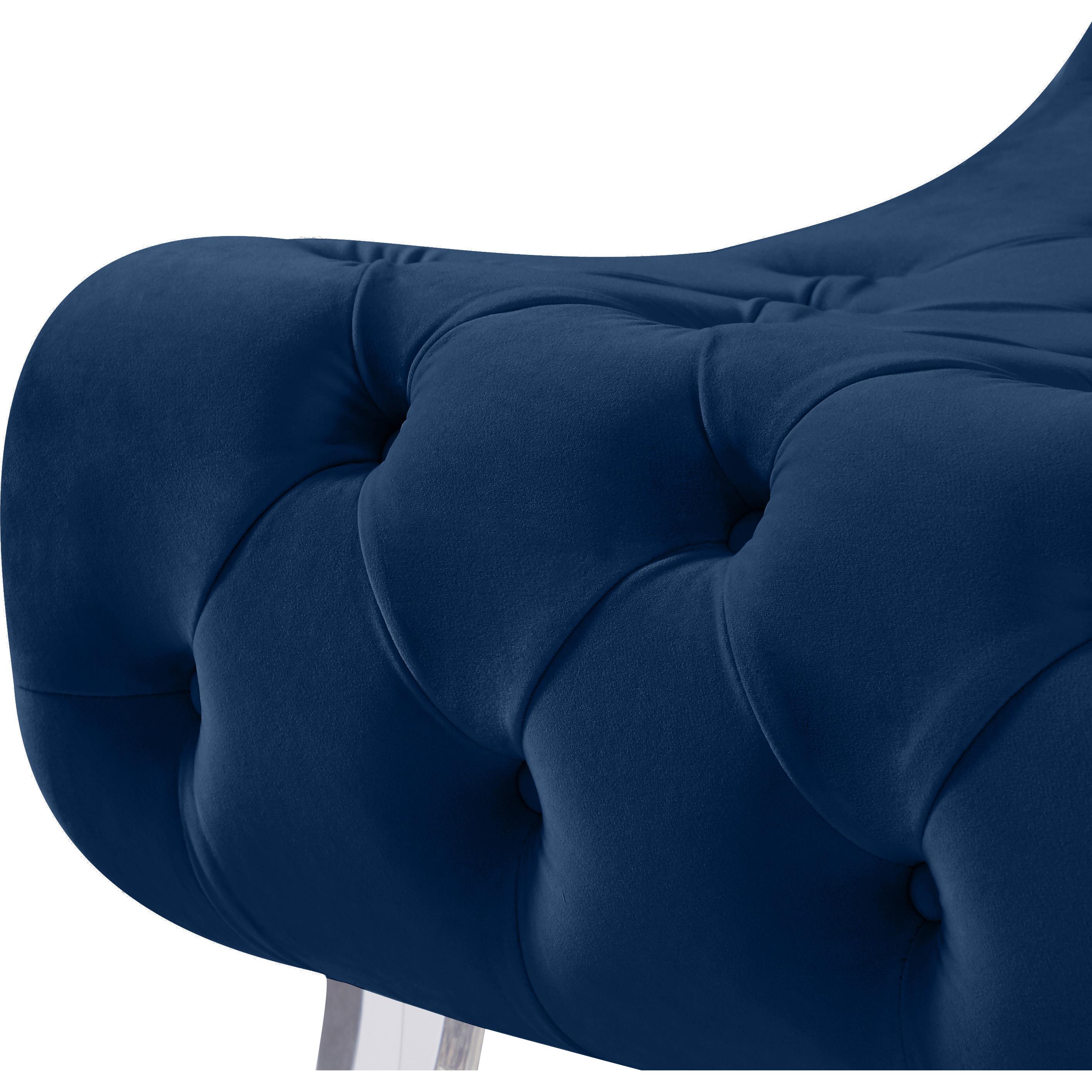 Meridian Crescent Navy Velvet Accent Chair